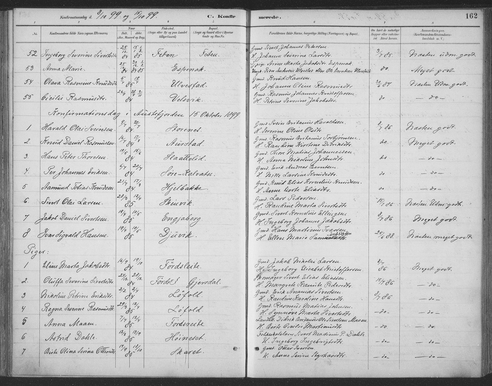 Ministerialprotokoller, klokkerbøker og fødselsregistre - Møre og Romsdal, AV/SAT-A-1454/511/L0142: Parish register (official) no. 511A09, 1891-1905, p. 162