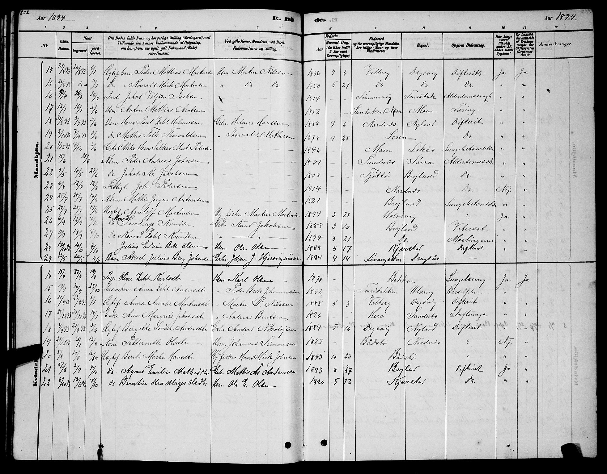 Ministerialprotokoller, klokkerbøker og fødselsregistre - Nordland, AV/SAT-A-1459/831/L0477: Parish register (copy) no. 831C04, 1878-1897, p. 202