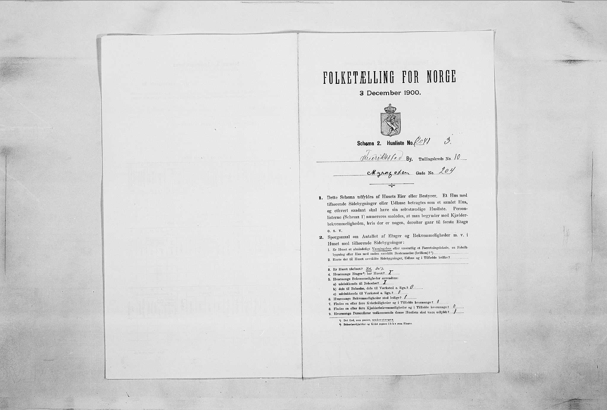 SAO, 1900 census for Fredrikstad, 1900