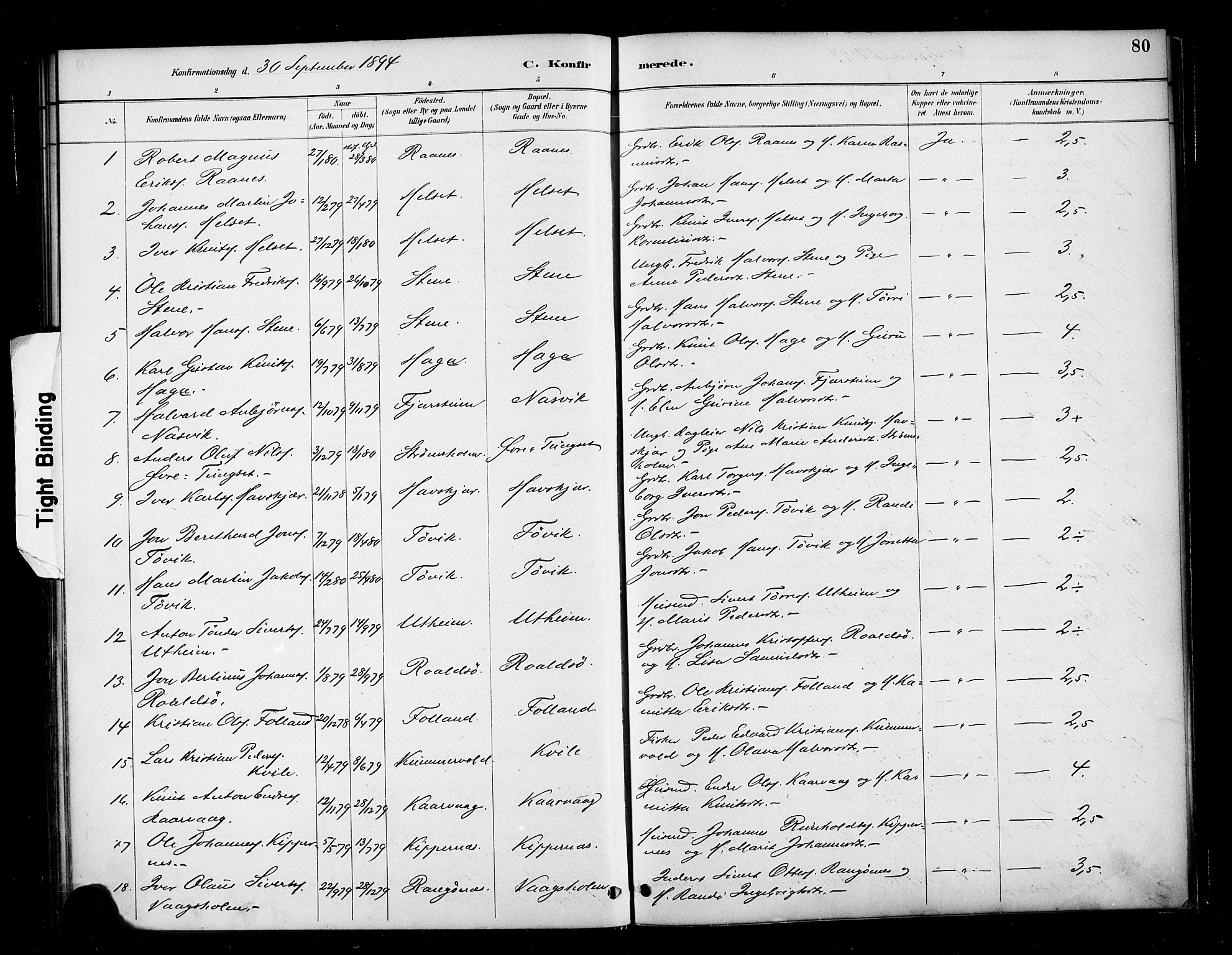Ministerialprotokoller, klokkerbøker og fødselsregistre - Møre og Romsdal, SAT/A-1454/570/L0832: Parish register (official) no. 570A06, 1885-1900, p. 80