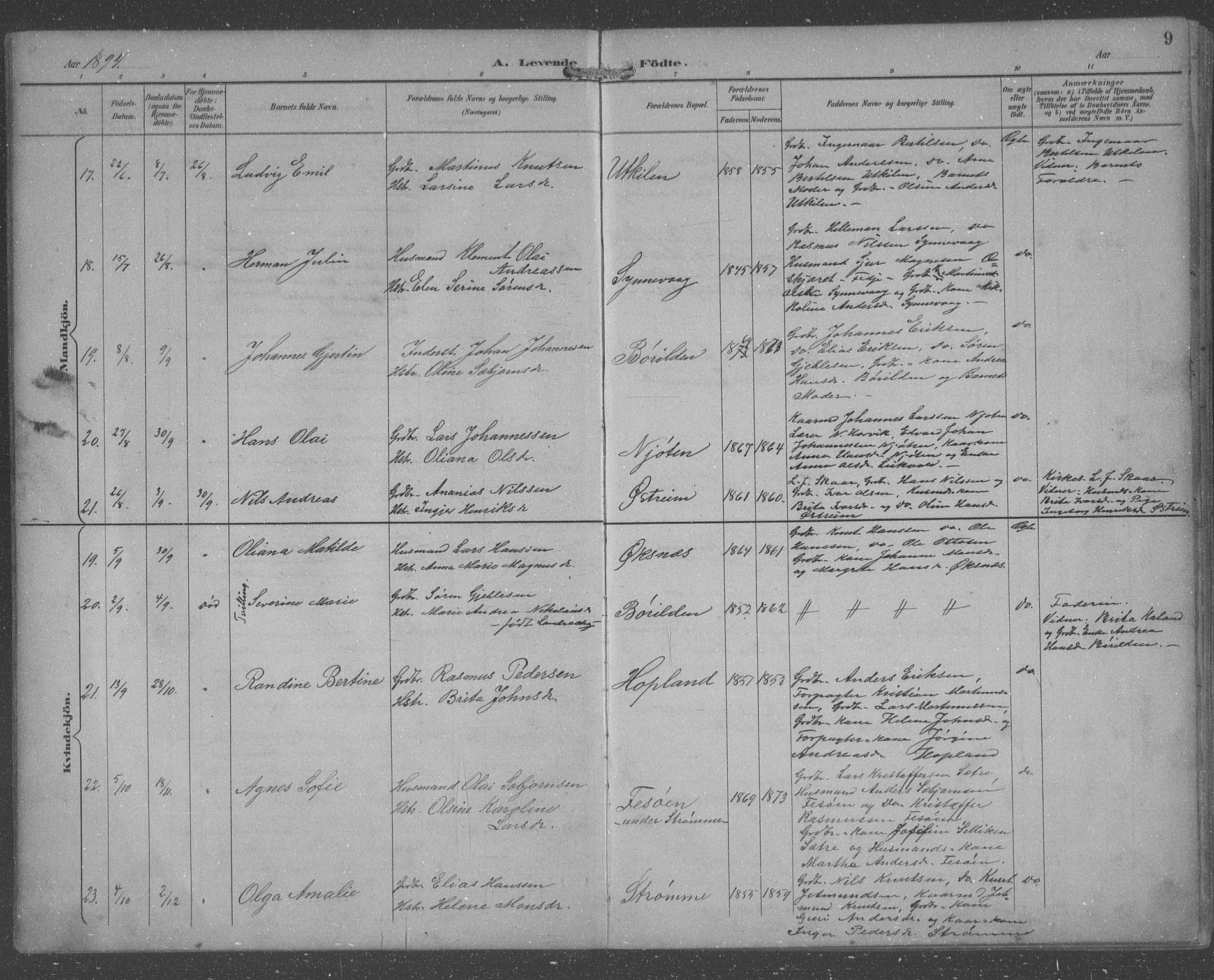 Lindås Sokneprestembete, AV/SAB-A-76701/H/Hab/Habc/L0004: Parish register (copy) no. C 4, 1894-1910, p. 9
