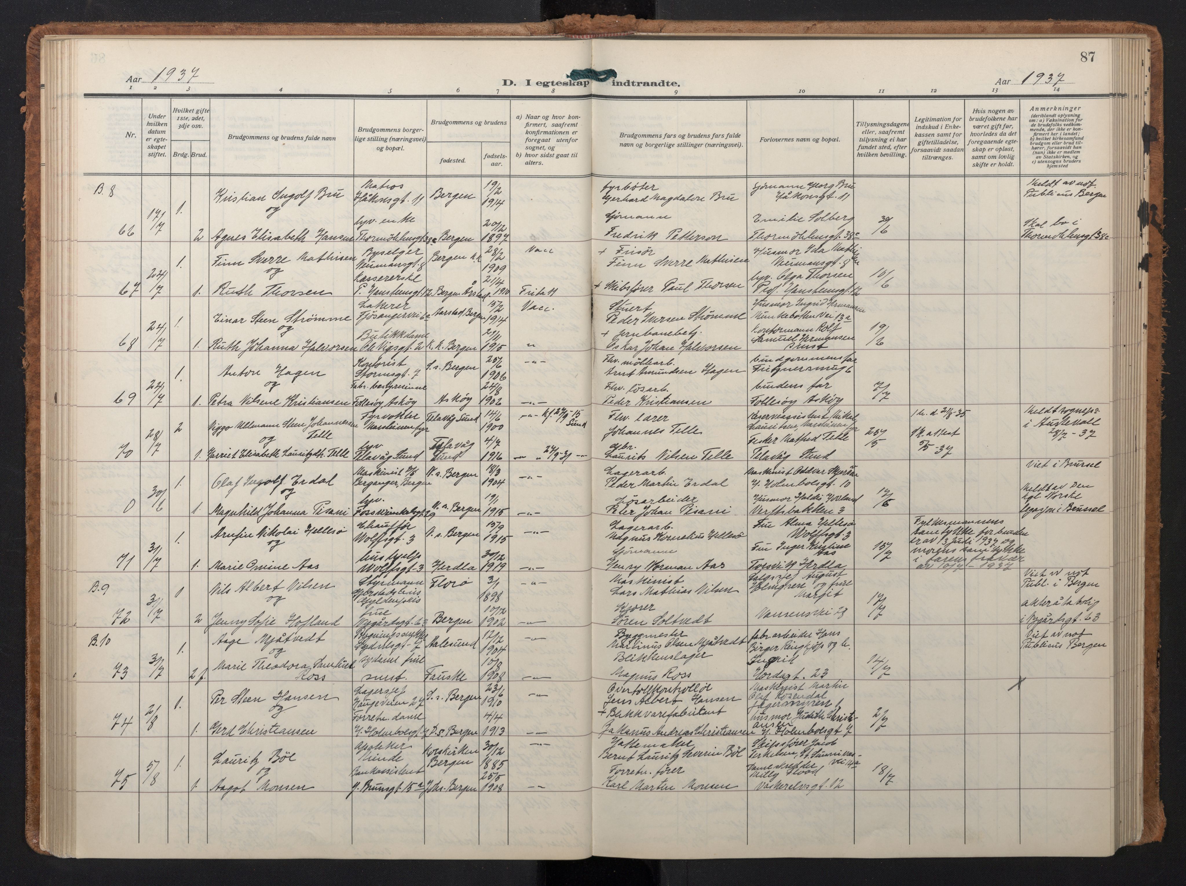 Johanneskirken sokneprestembete, AV/SAB-A-76001/H/Hab: Parish register (copy) no. C 3, 1929-1949, p. 86b-87a