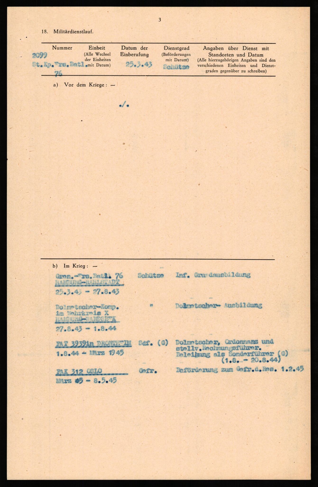 Forsvaret, Forsvarets overkommando II, RA/RAFA-3915/D/Db/L0032: CI Questionaires. Tyske okkupasjonsstyrker i Norge. Tyskere., 1945-1946, p. 320