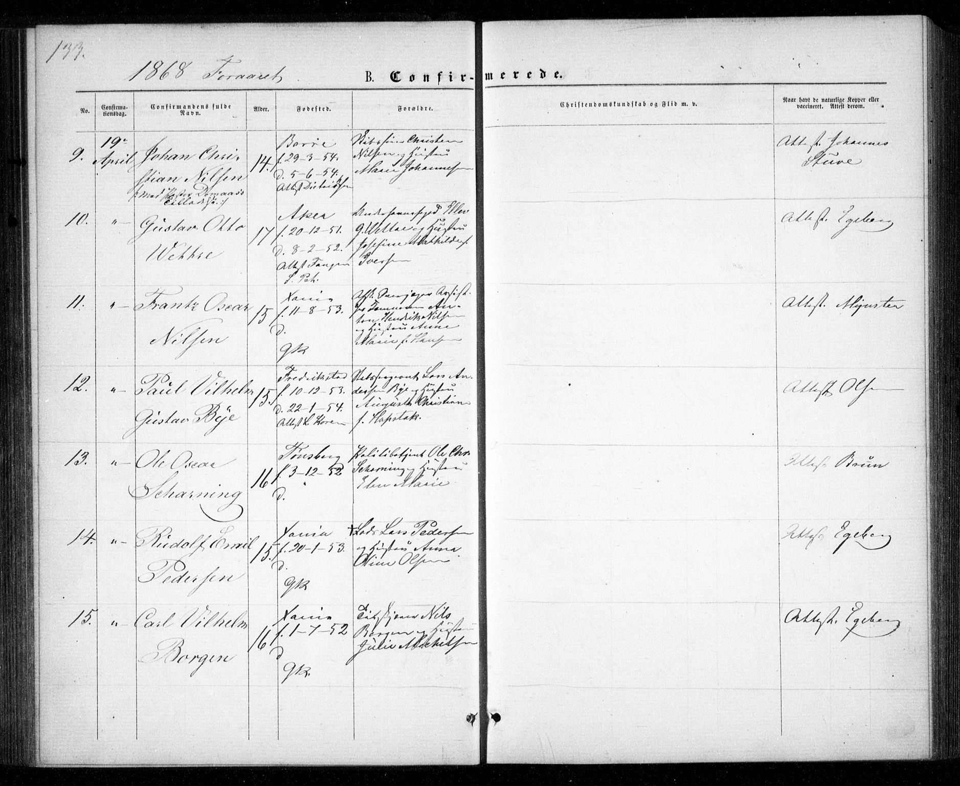 Garnisonsmenigheten Kirkebøker, SAO/A-10846/G/Ga/L0006: Parish register (copy) no. 6, 1860-1880, p. 133