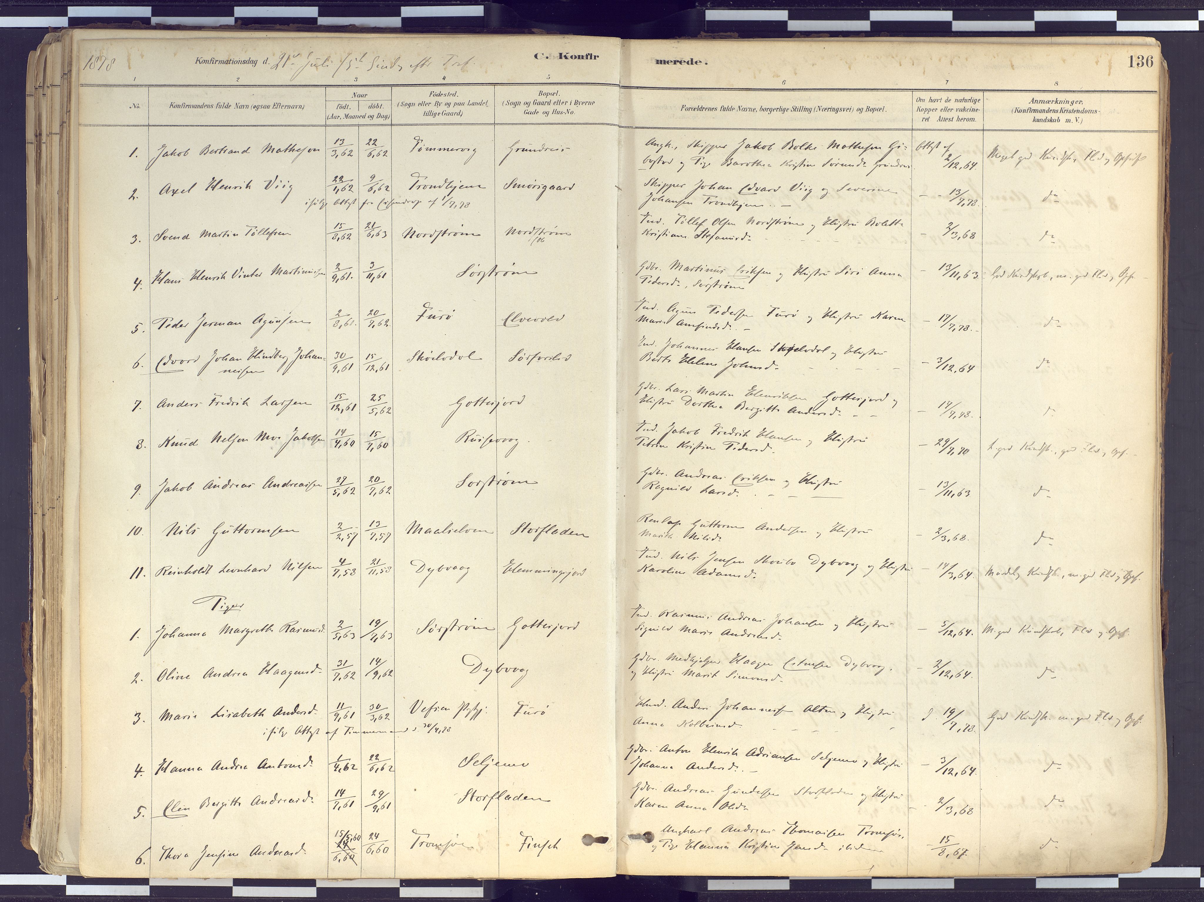 Tranøy sokneprestkontor, SATØ/S-1313/I/Ia/Iaa/L0010kirke: Parish register (official) no. 10, 1878-1904, p. 136