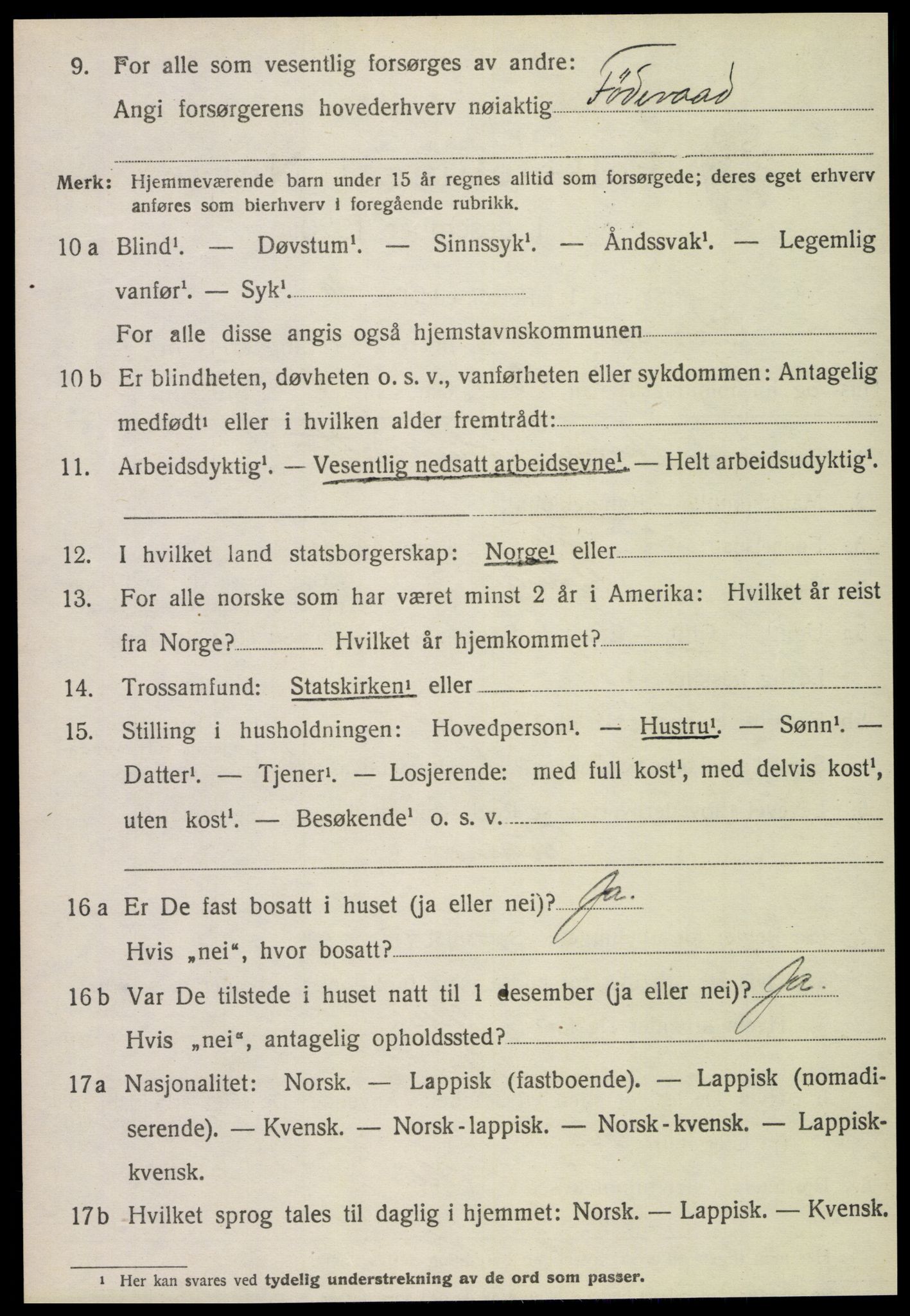 SAT, 1920 census for Grong, 1920, p. 1186
