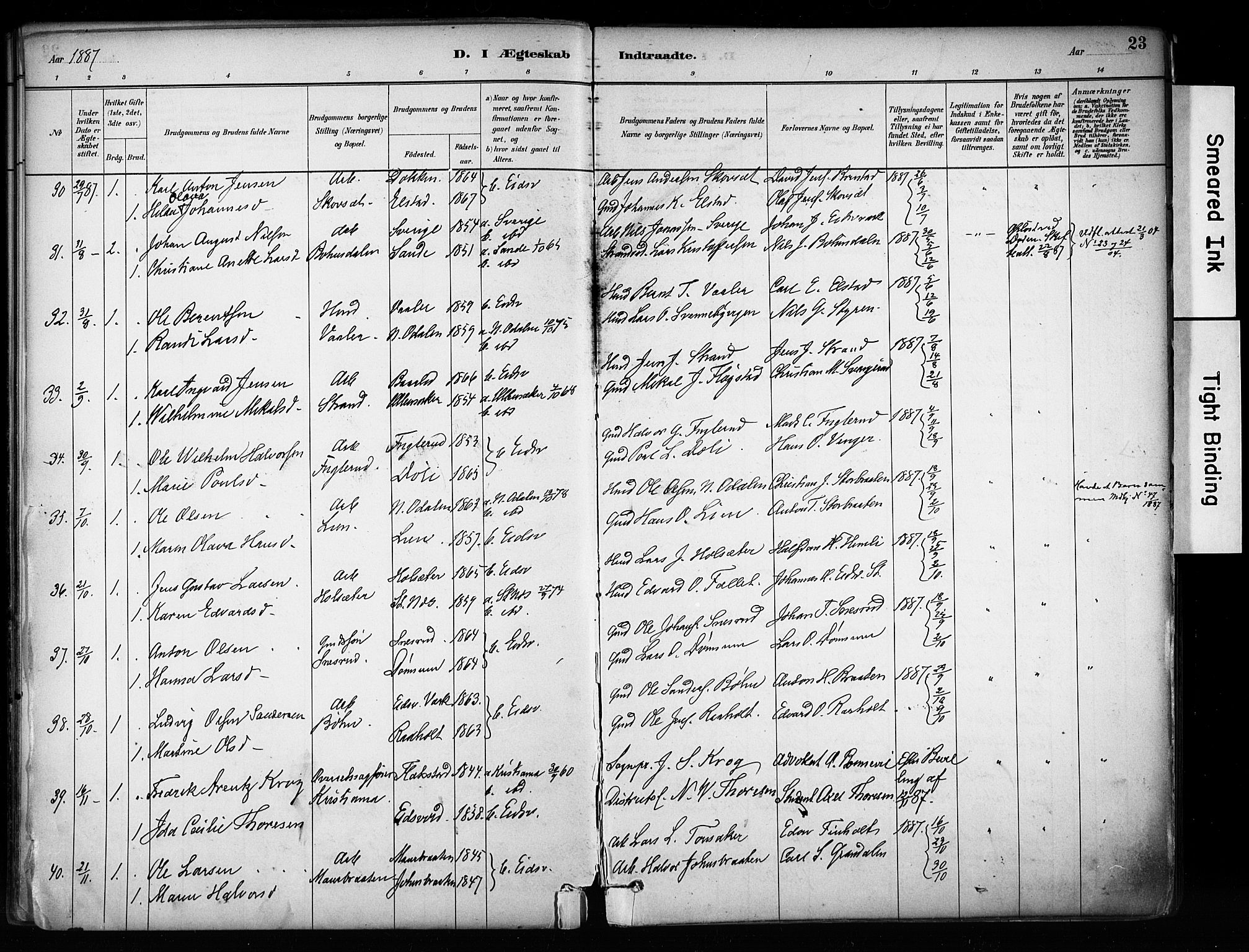Eidsvoll prestekontor Kirkebøker, SAO/A-10888/F/Fa/L0003: Parish register (official) no. I 3, 1882-1895, p. 23