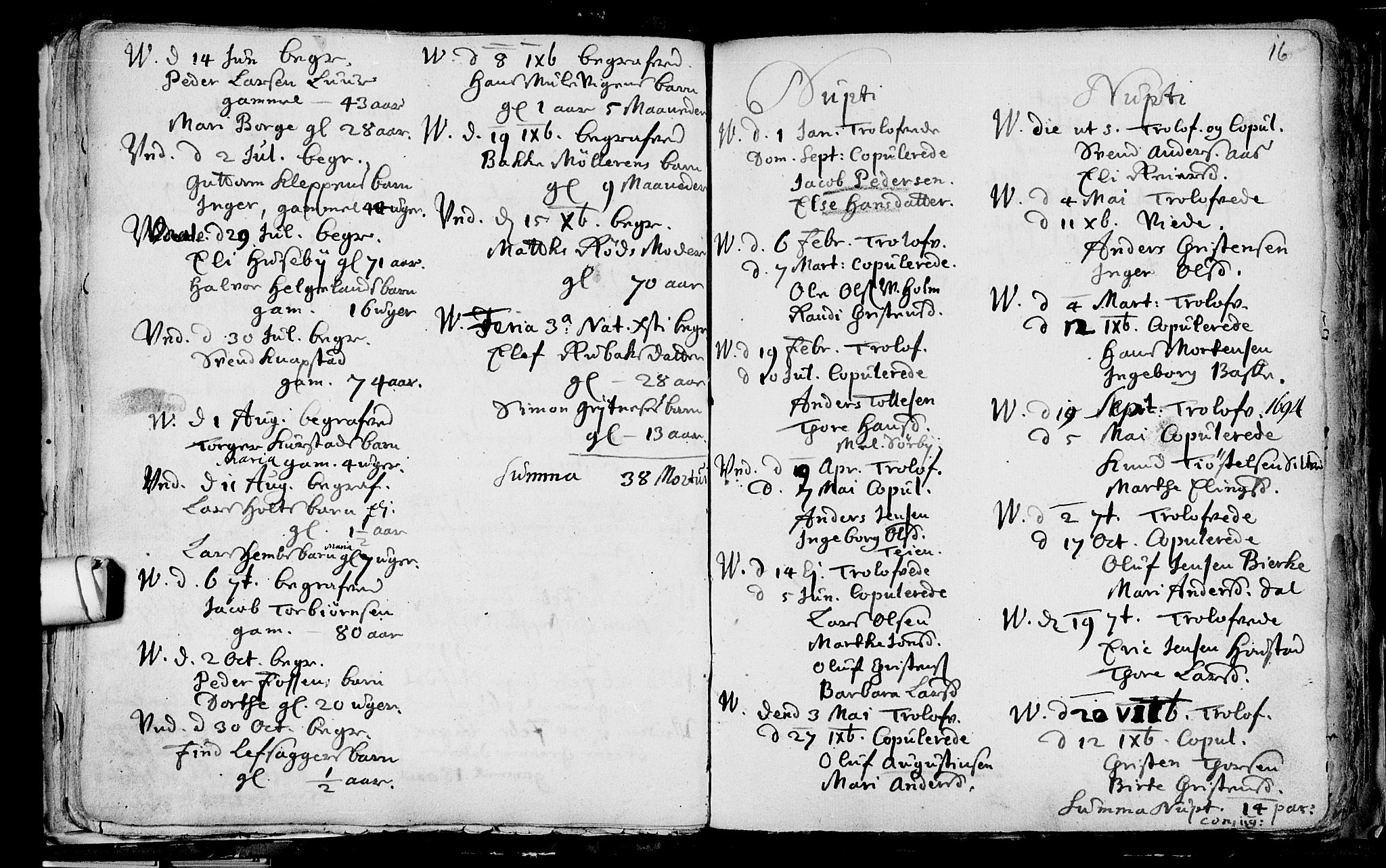 Våle kirkebøker, AV/SAKO-A-334/F/Fa/L0001: Parish register (official) no. I 1, 1693-1704, p. 16