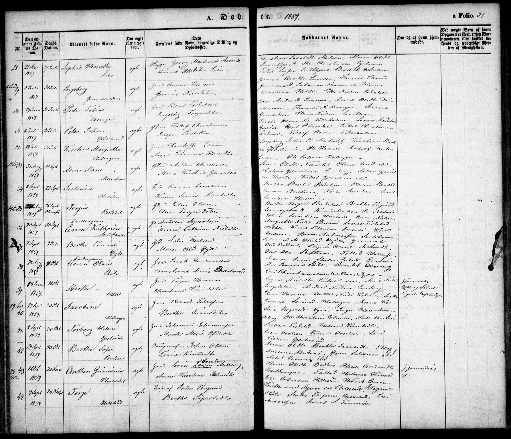 Hommedal sokneprestkontor, AV/SAK-1111-0023/F/Fa/Fab/L0004: Parish register (official) no. A 4, 1848-1860, p. 51