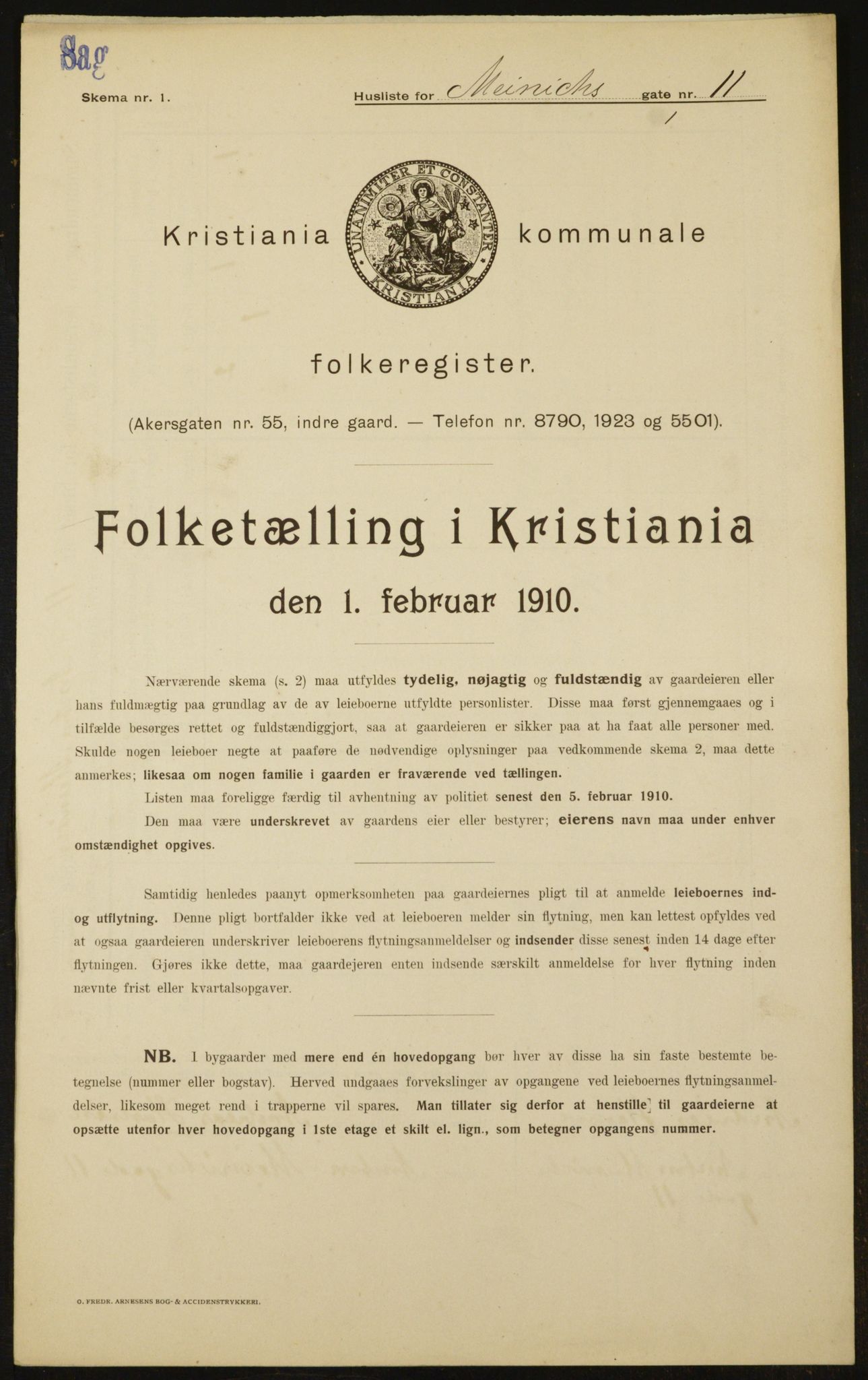 OBA, Municipal Census 1910 for Kristiania, 1910, p. 62860