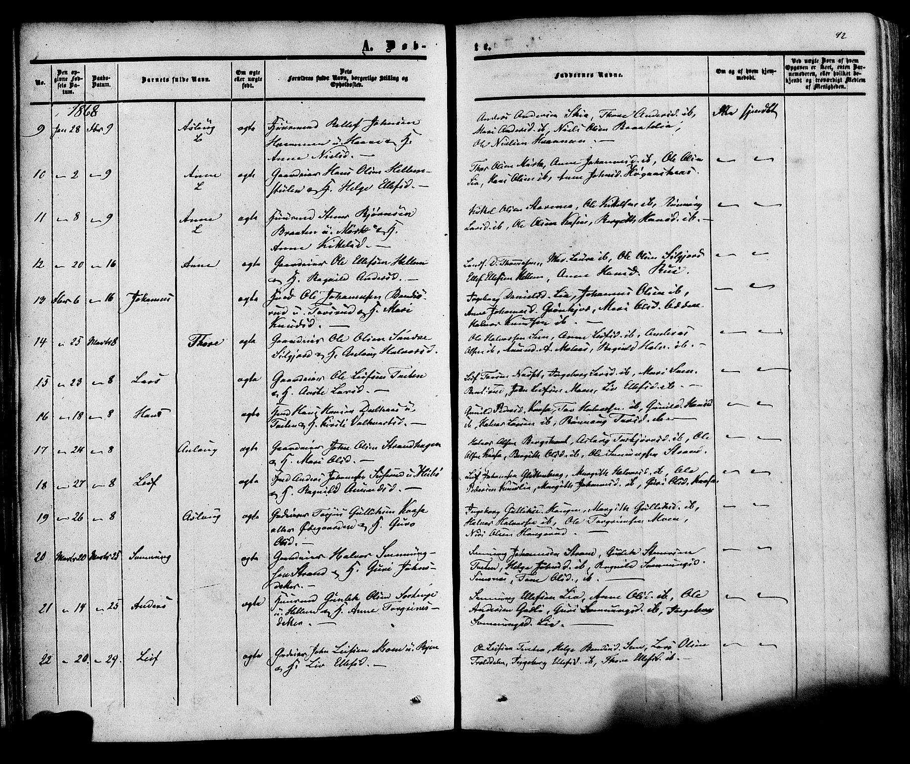 Heddal kirkebøker, SAKO/A-268/F/Fa/L0007: Parish register (official) no. I 7, 1855-1877, p. 92