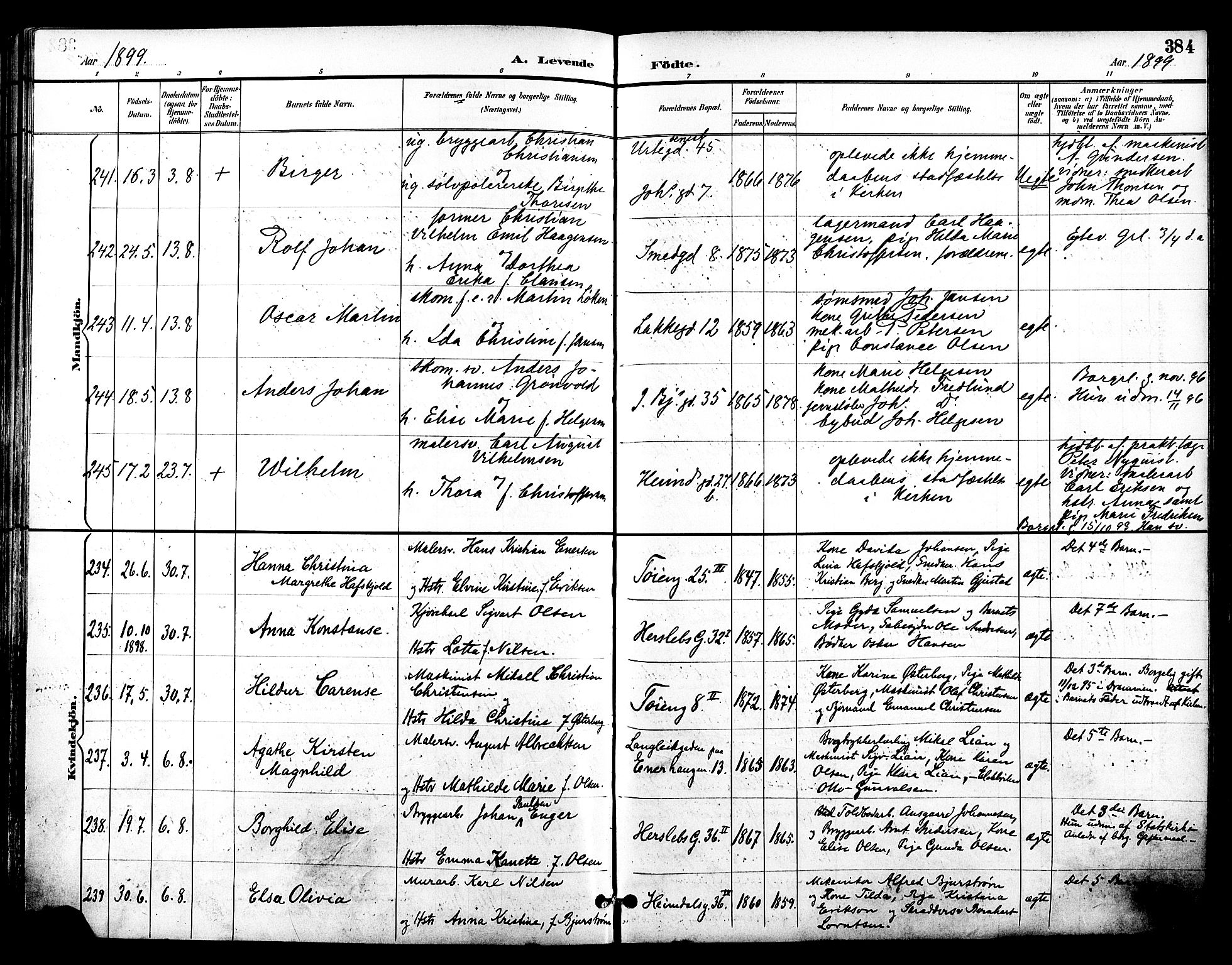 Grønland prestekontor Kirkebøker, SAO/A-10848/F/Fa/L0012: Parish register (official) no. 12, 1893-1900, p. 384