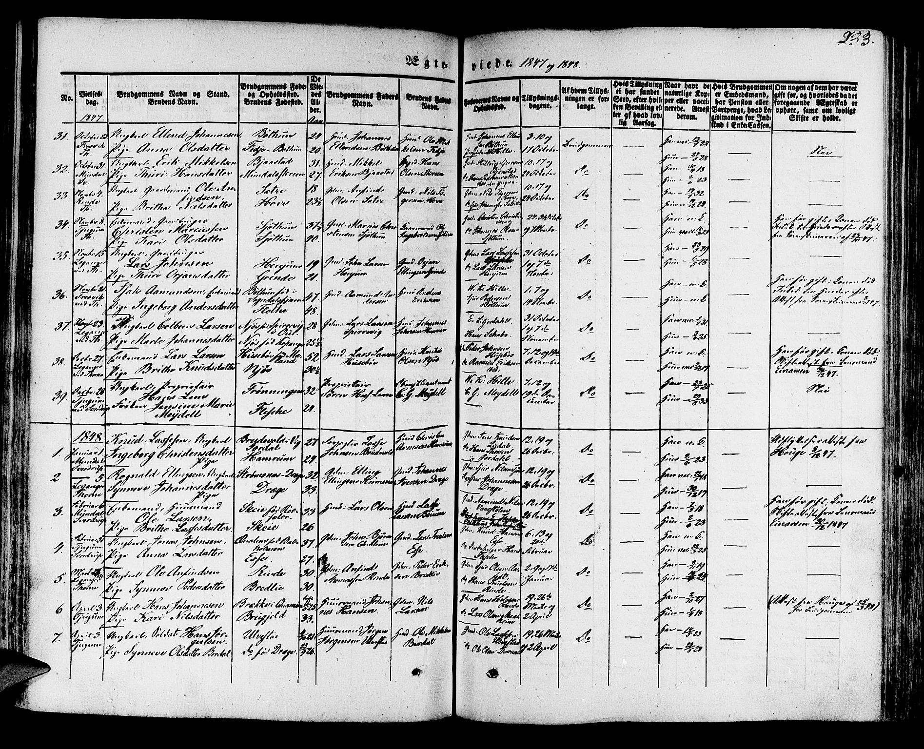 Leikanger sokneprestembete, SAB/A-81001: Parish register (official) no. A 7, 1838-1851, p. 233