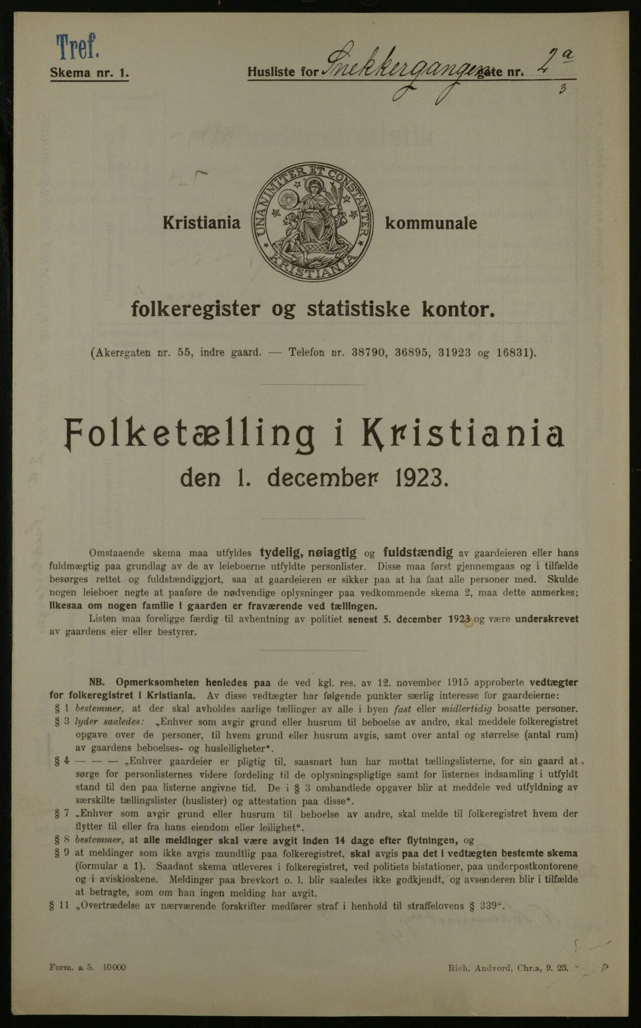 OBA, Municipal Census 1923 for Kristiania, 1923, p. 108044