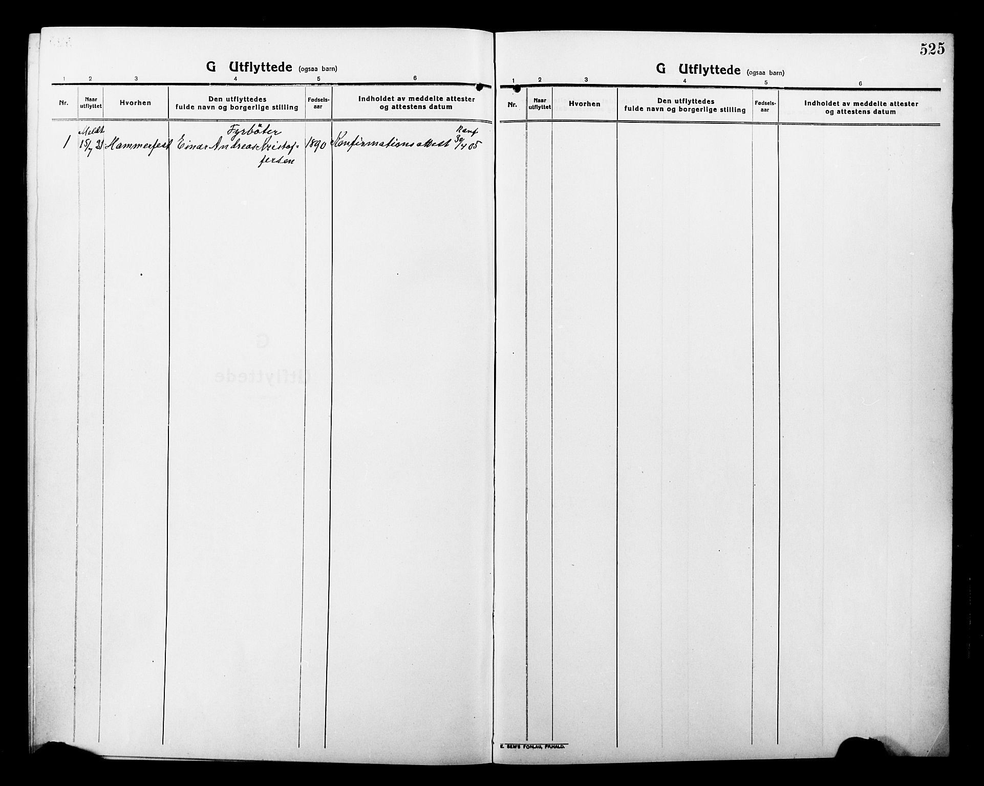Tromsø sokneprestkontor/stiftsprosti/domprosti, SATØ/S-1343/G/Gb/L0009klokker: Parish register (copy) no. 9, 1915-1925, p. 525