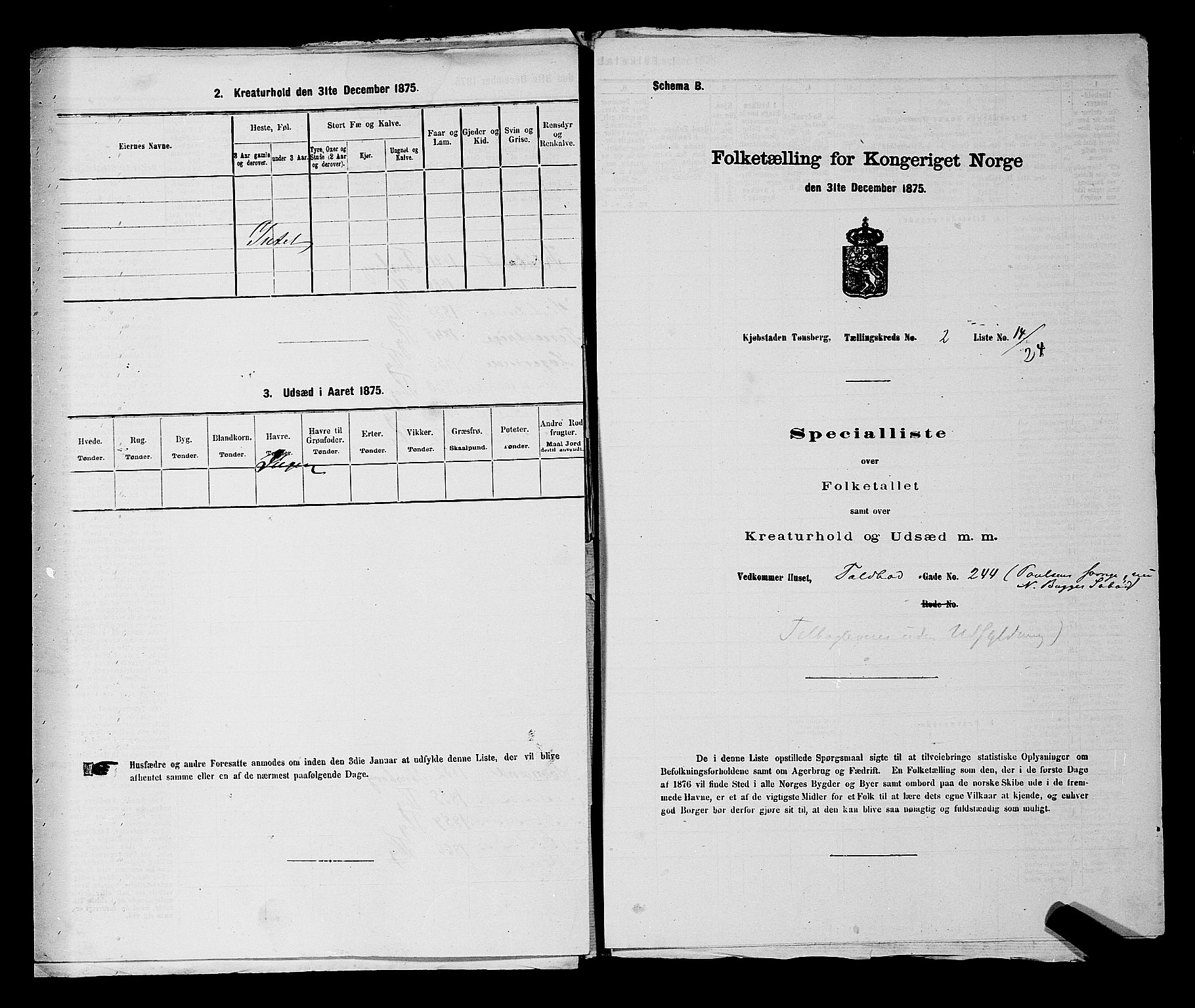 SAKO, 1875 census for 0705P Tønsberg, 1875, p. 82