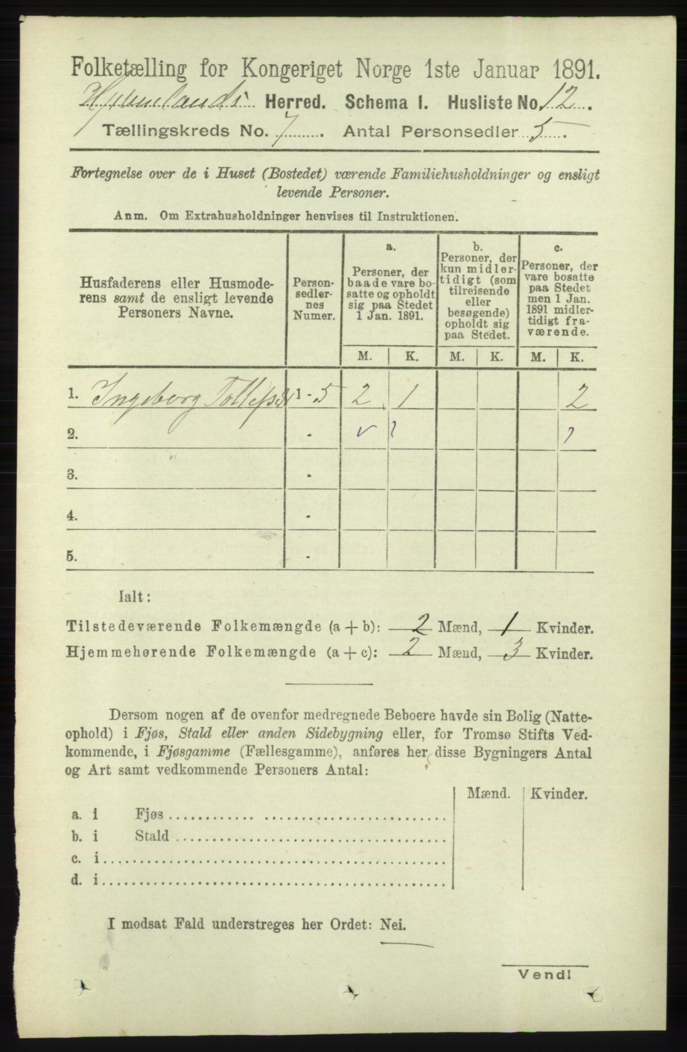 RA, 1891 census for 1133 Hjelmeland, 1891, p. 1876