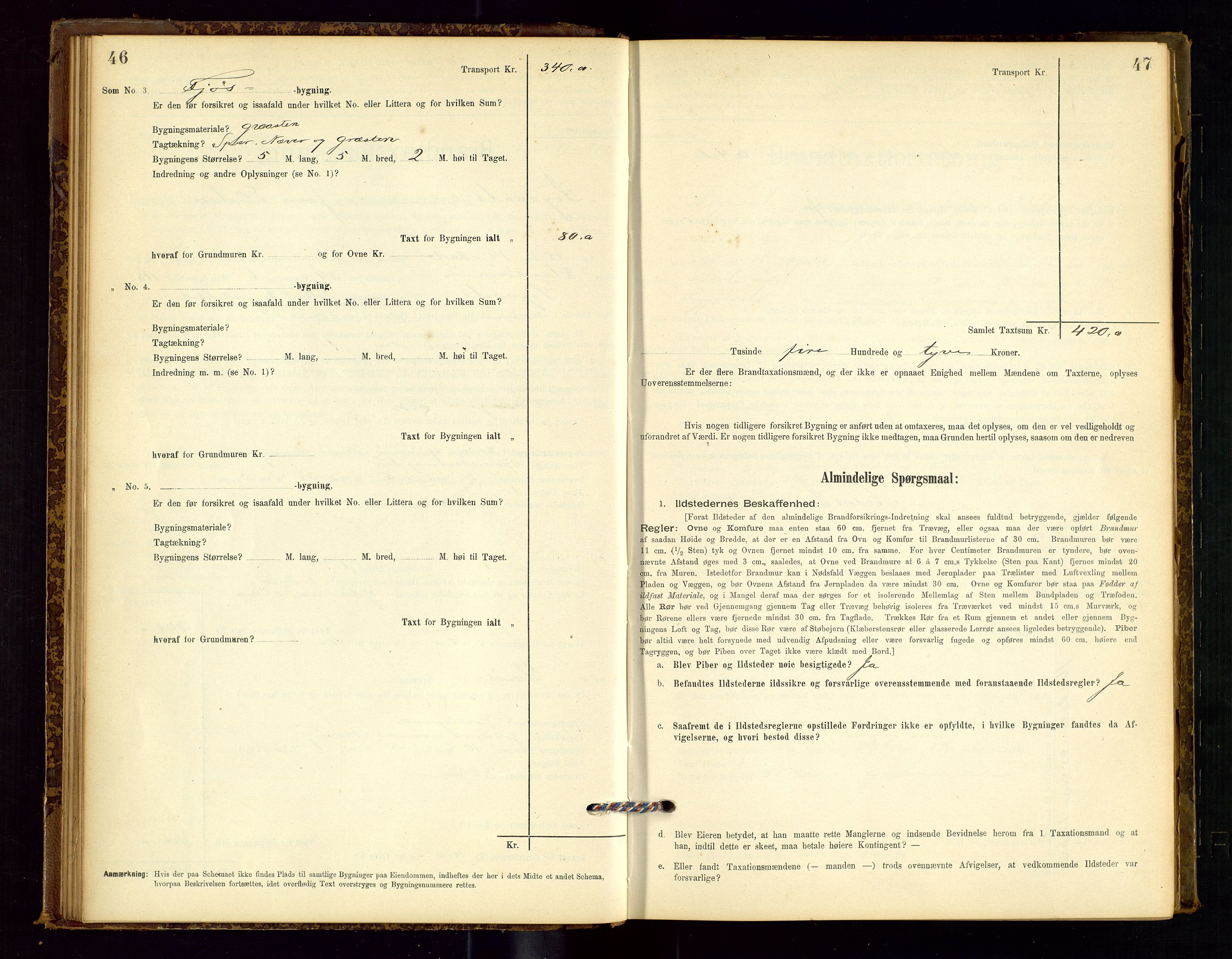 Sokndal lensmannskontor, AV/SAST-A-100417/Gob/L0001: "Brandtaxt-Protokol", 1895-1902, p. 46-47