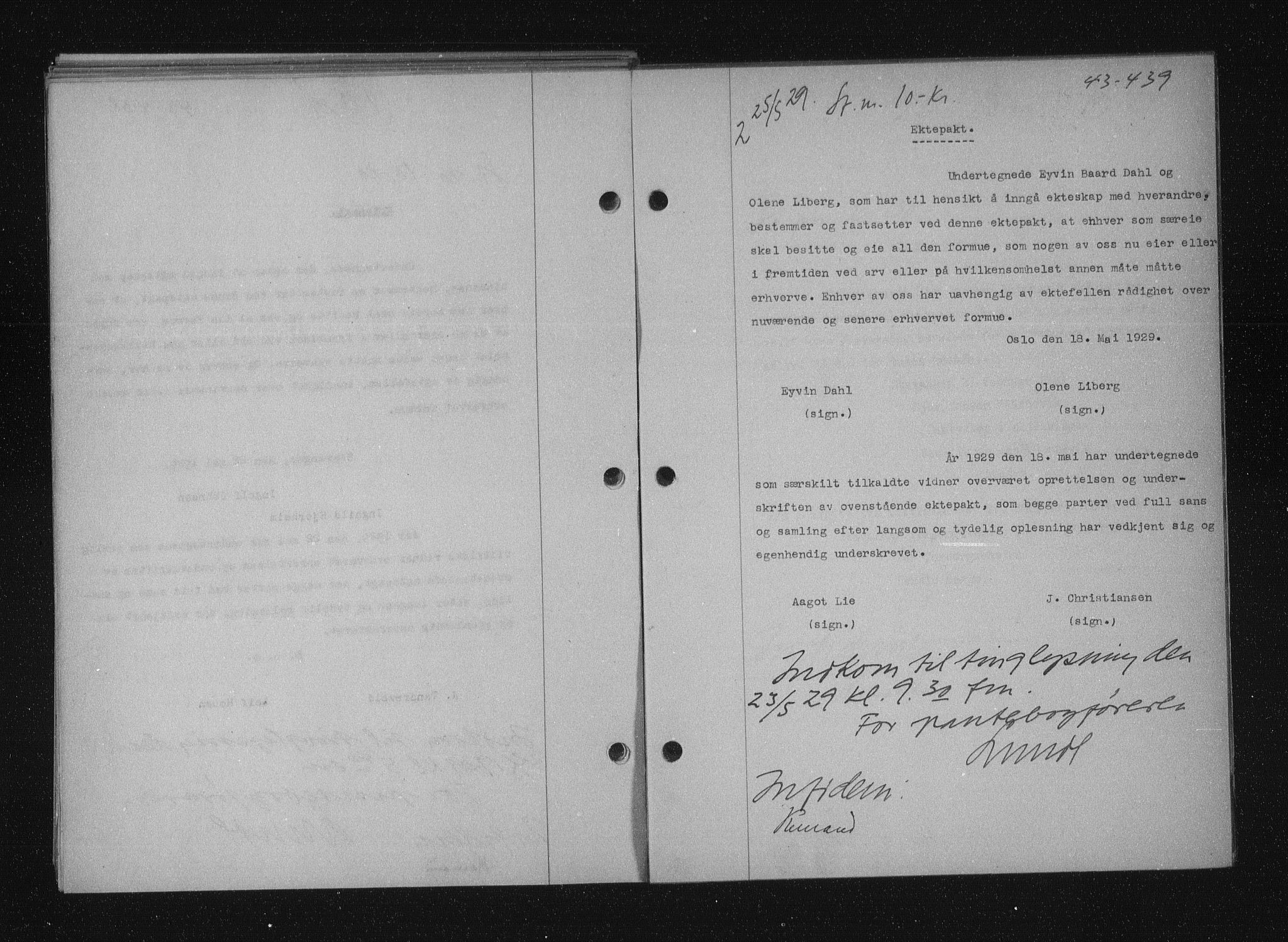 Stavanger byfogd, AV/SAST-A-101408/001/4/41/410/410BB/L0055: Mortgage book no. 43, 1928-1929, Deed date: 25.05.1929