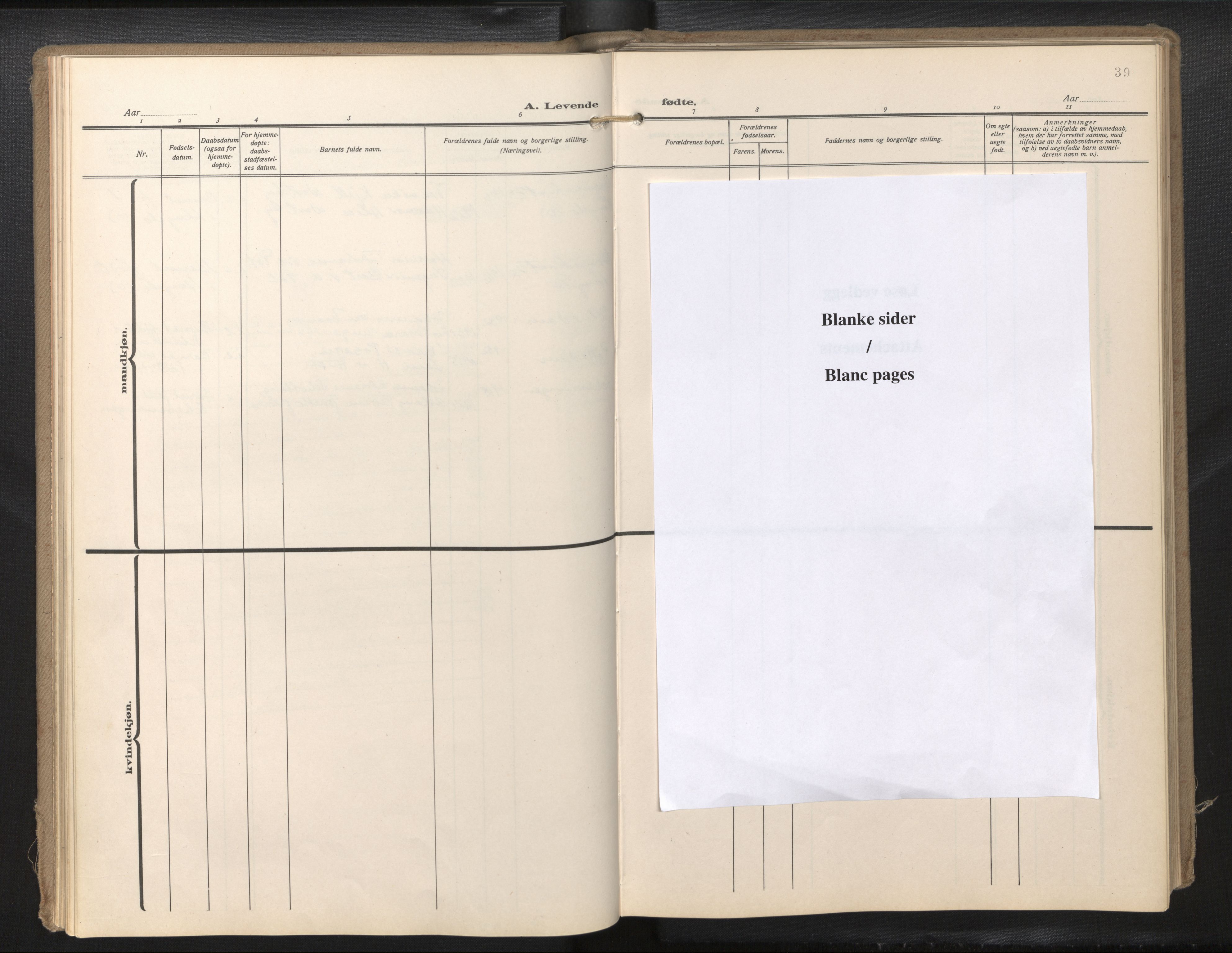 Den norske sjømannsmisjon i utlandet/Hollandske havner (Amsterdam-Rotterdam-Europort), SAB/SAB/PA-0106/H/Ha/Haa/L0004: Parish register (official) no. A 1, 1928-1956, p. 38b-39a