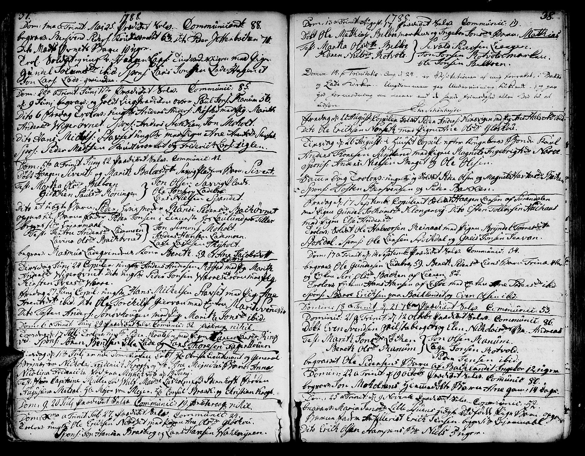 Ministerialprotokoller, klokkerbøker og fødselsregistre - Sør-Trøndelag, SAT/A-1456/606/L0280: Parish register (official) no. 606A02 /1, 1781-1817, p. 37-38