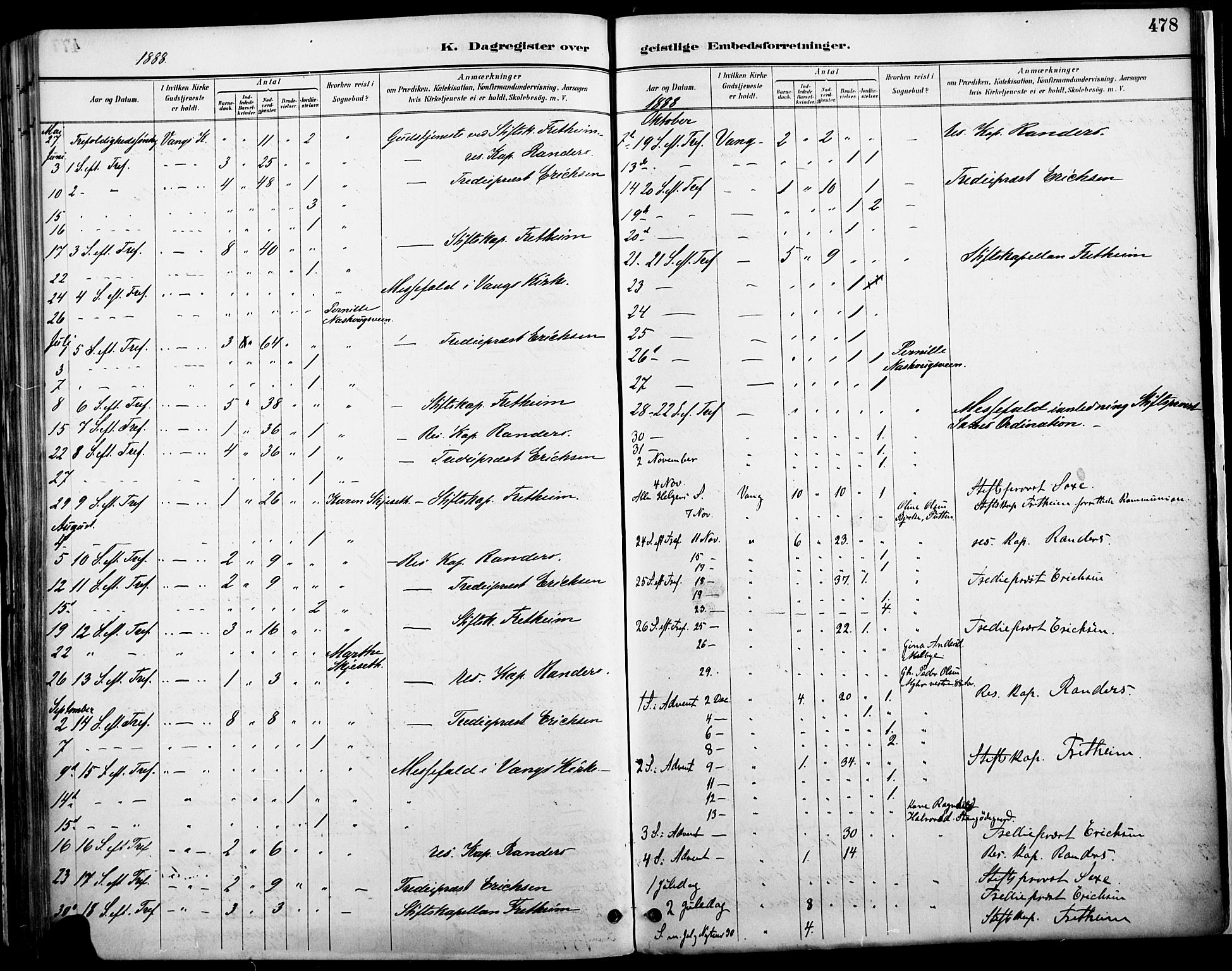 Vang prestekontor, Hedmark, AV/SAH-PREST-008/H/Ha/Haa/L0019A: Parish register (official) no. 19, 1886-1900, p. 478