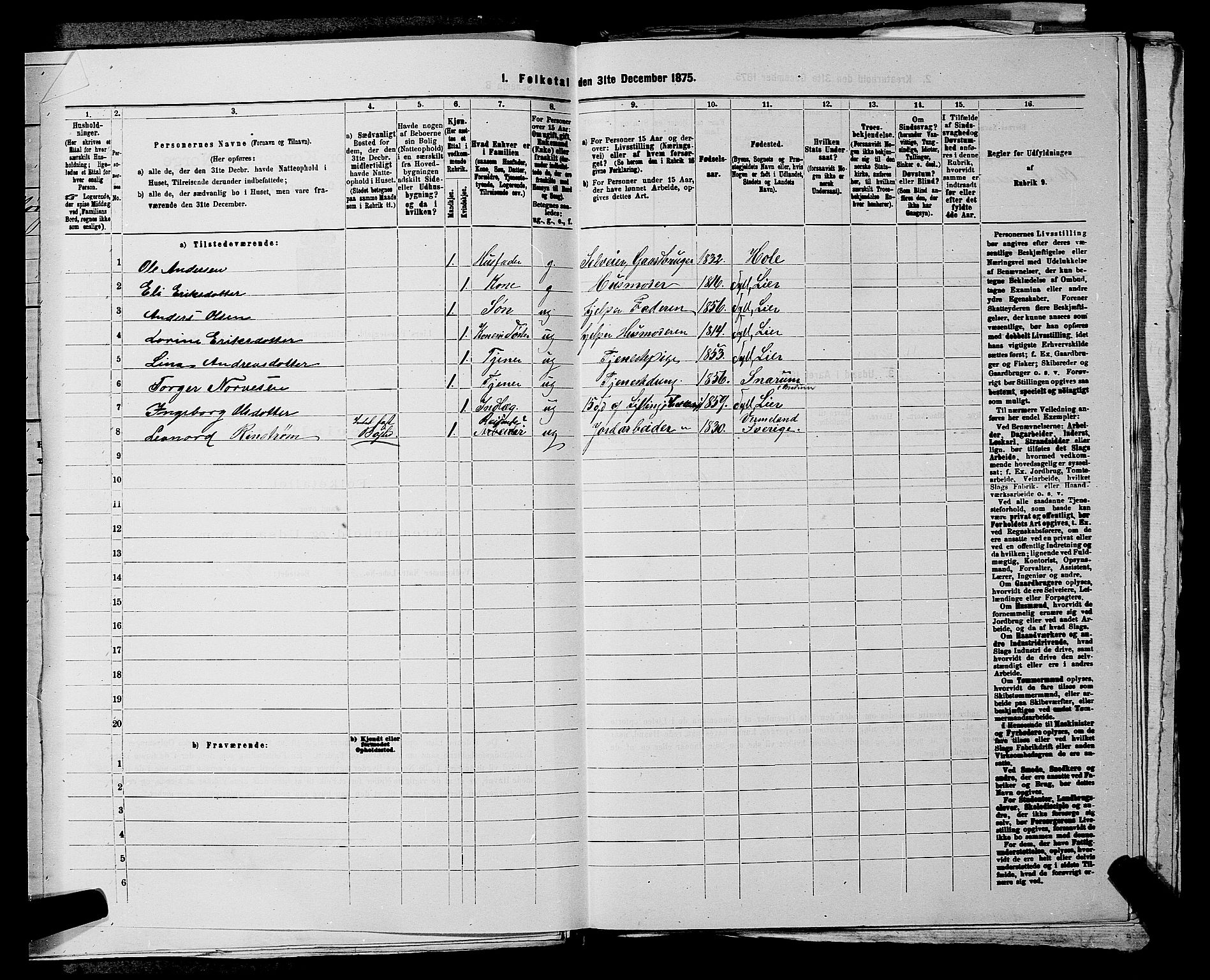 SAKO, 1875 census for 0626P Lier, 1875, p. 2282