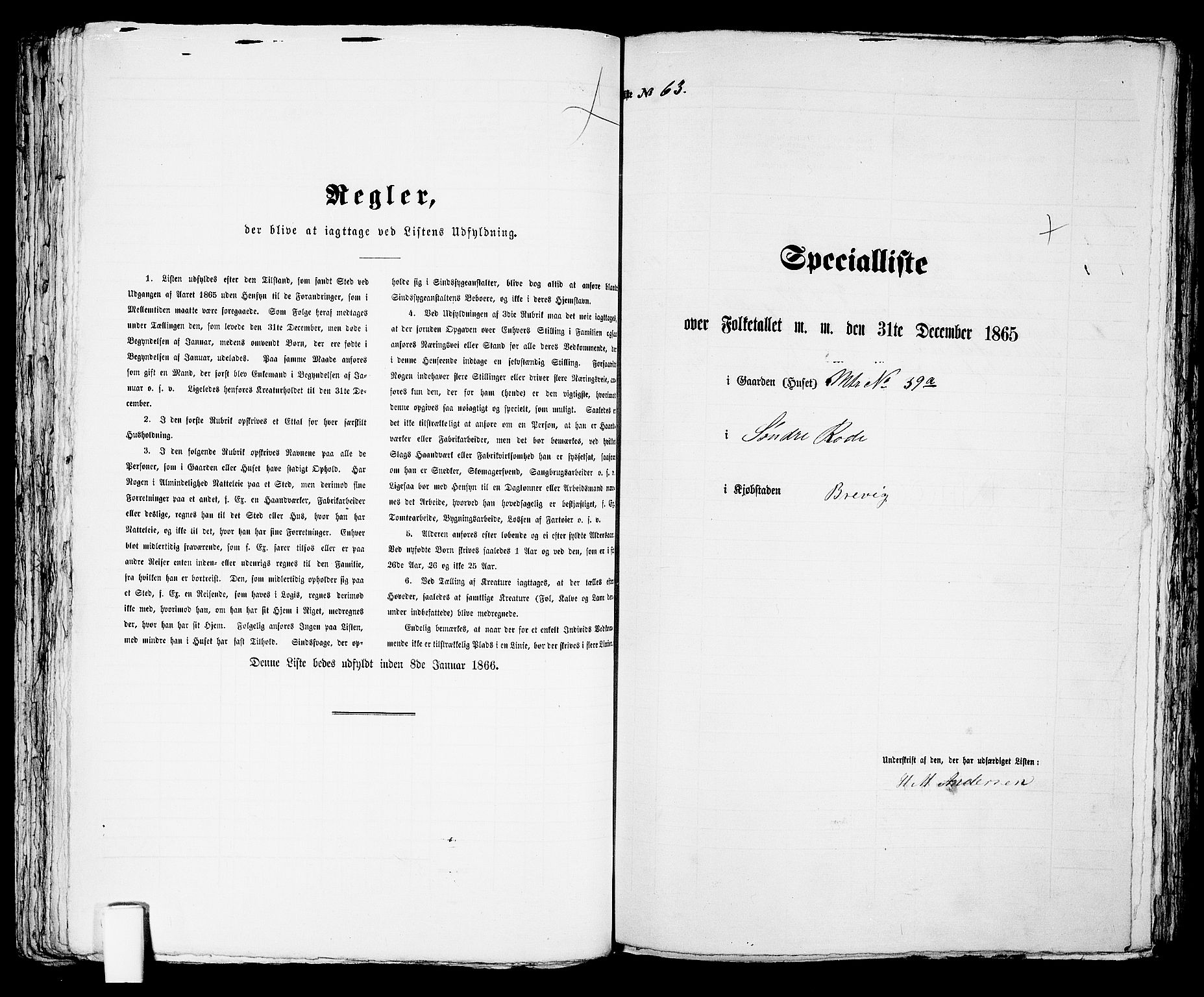 RA, 1865 census for Brevik, 1865, p. 503