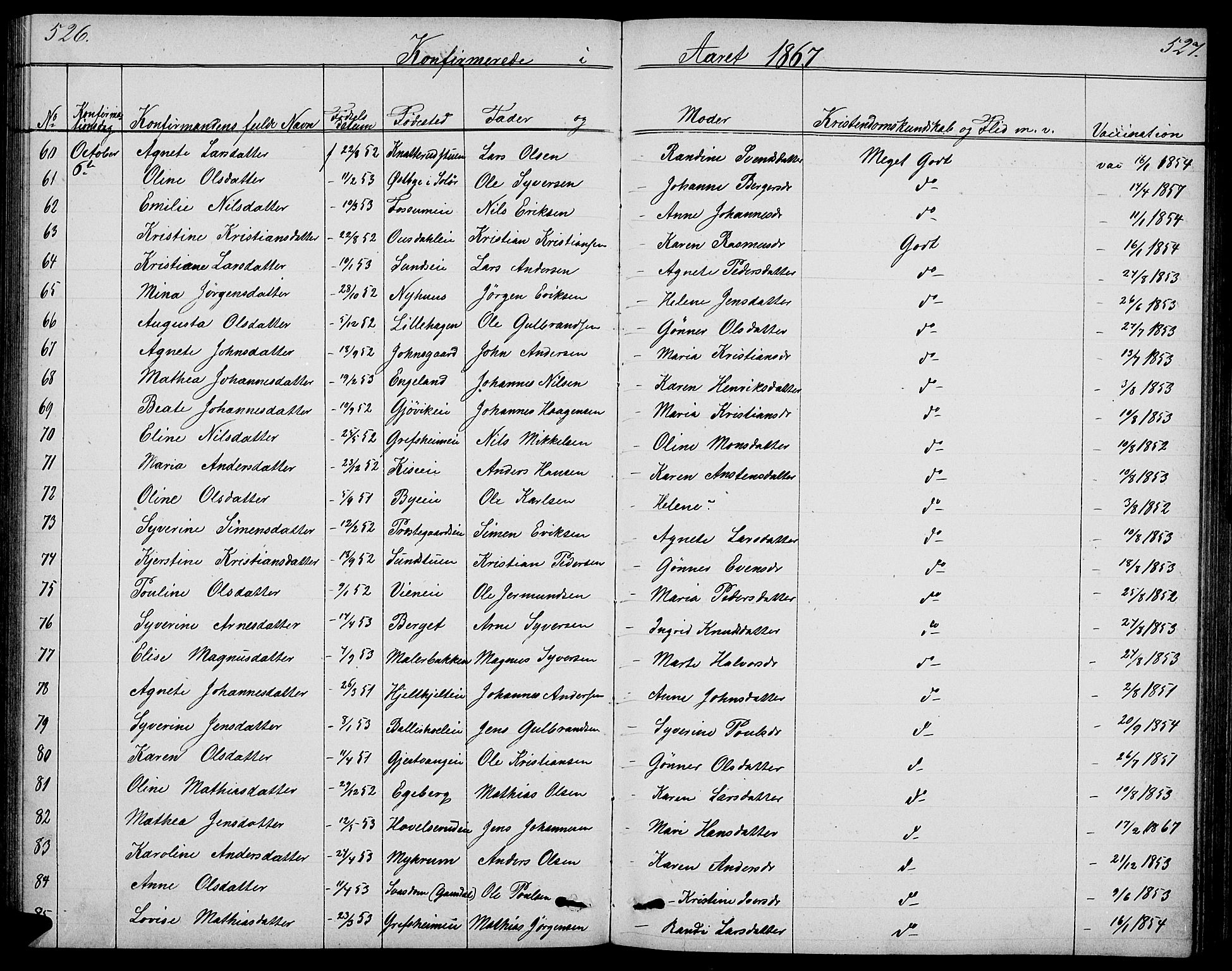 Nes prestekontor, Hedmark, AV/SAH-PREST-020/L/La/L0005: Parish register (copy) no. 5, 1852-1889, p. 526-527