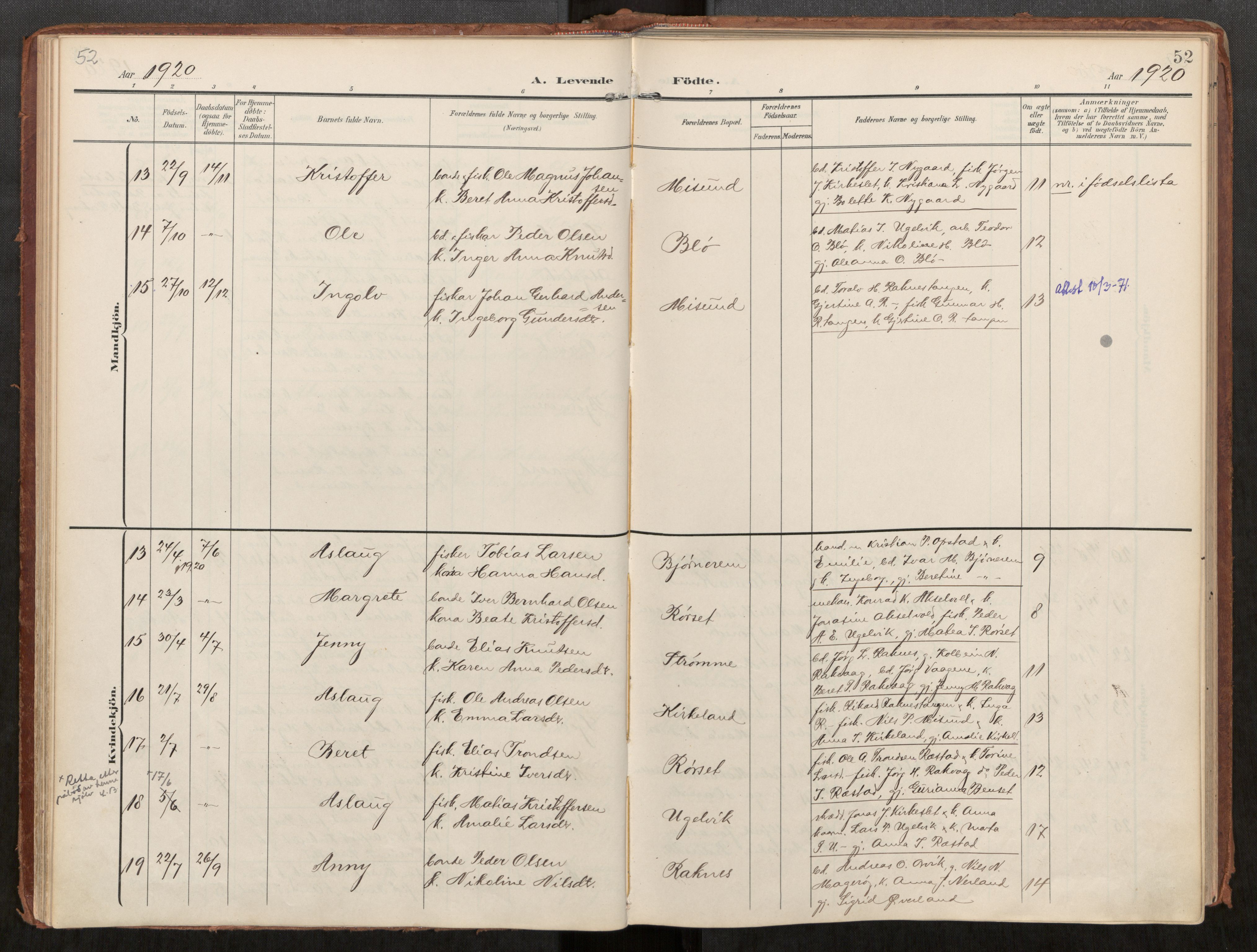 Ministerialprotokoller, klokkerbøker og fødselsregistre - Møre og Romsdal, AV/SAT-A-1454/563/L0740: Parish register (official) no. 563A02, 1903-1923, p. 52