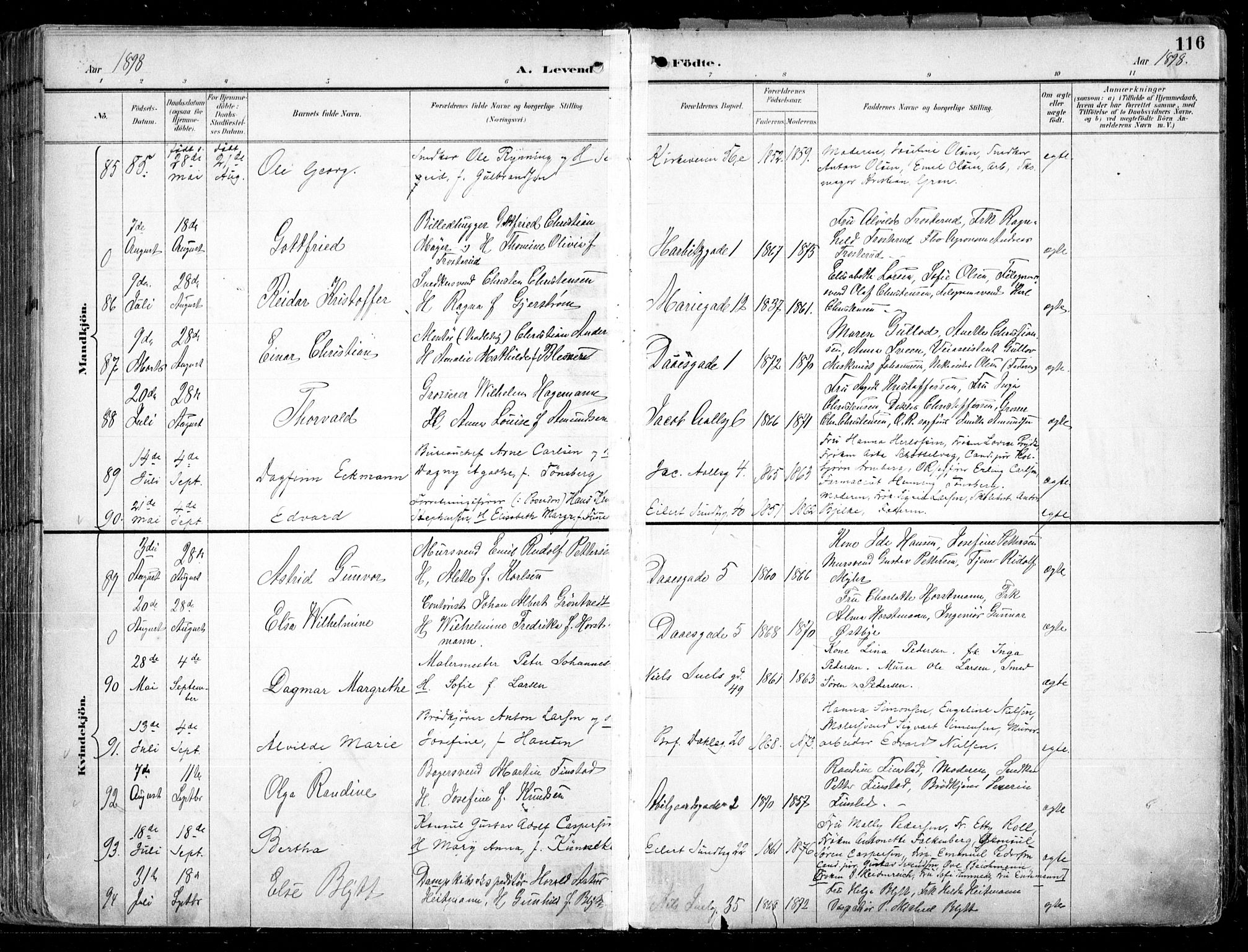 Uranienborg prestekontor Kirkebøker, AV/SAO-A-10877/F/Fa/L0005: Parish register (official) no. 5, 1895-1907, p. 116