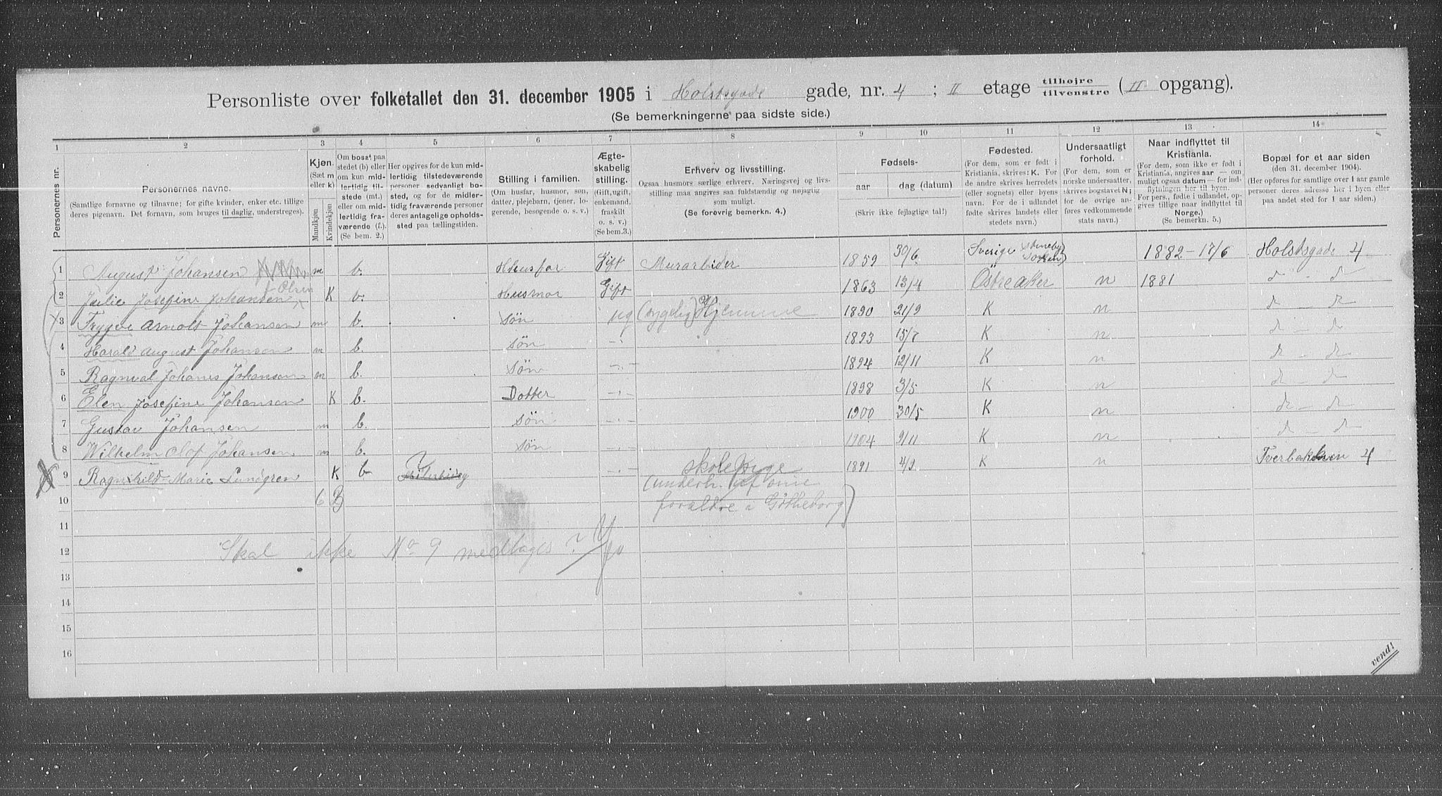 OBA, Municipal Census 1905 for Kristiania, 1905, p. 21286
