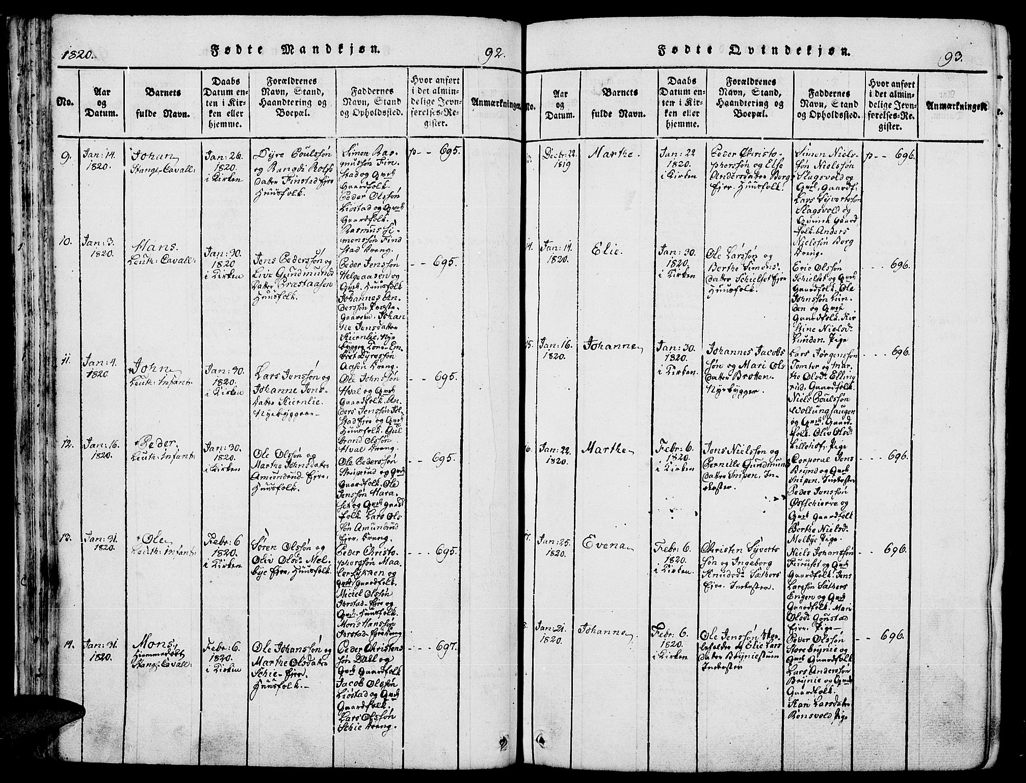 Romedal prestekontor, AV/SAH-PREST-004/K/L0002: Parish register (official) no. 2, 1814-1828, p. 92-93