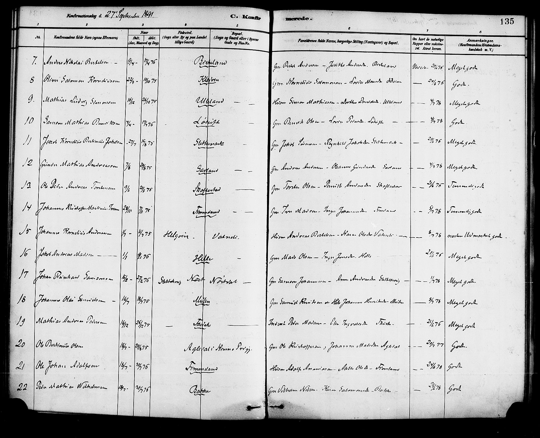 Førde sokneprestembete, SAB/A-79901/H/Haa/Haad/L0001: Parish register (official) no. D 1, 1881-1898, p. 135