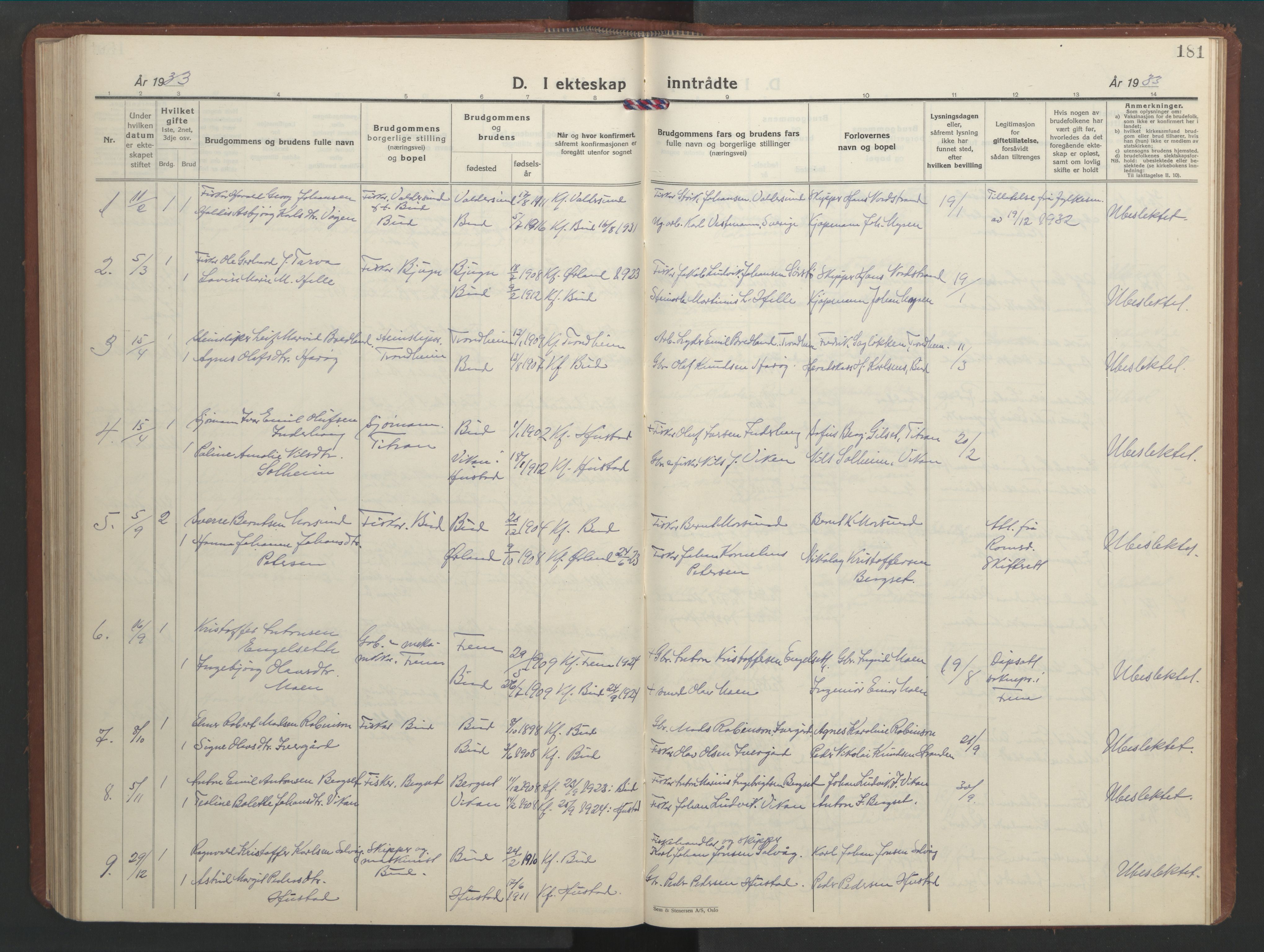 Ministerialprotokoller, klokkerbøker og fødselsregistre - Møre og Romsdal, AV/SAT-A-1454/566/L0775: Parish register (copy) no. 566C04, 1930-1946, p. 181