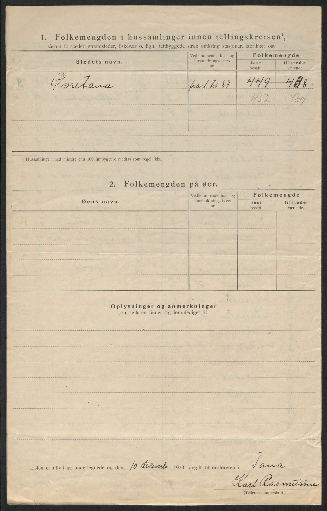 SATØ, 1920 census for Tana, 1920, p. 11