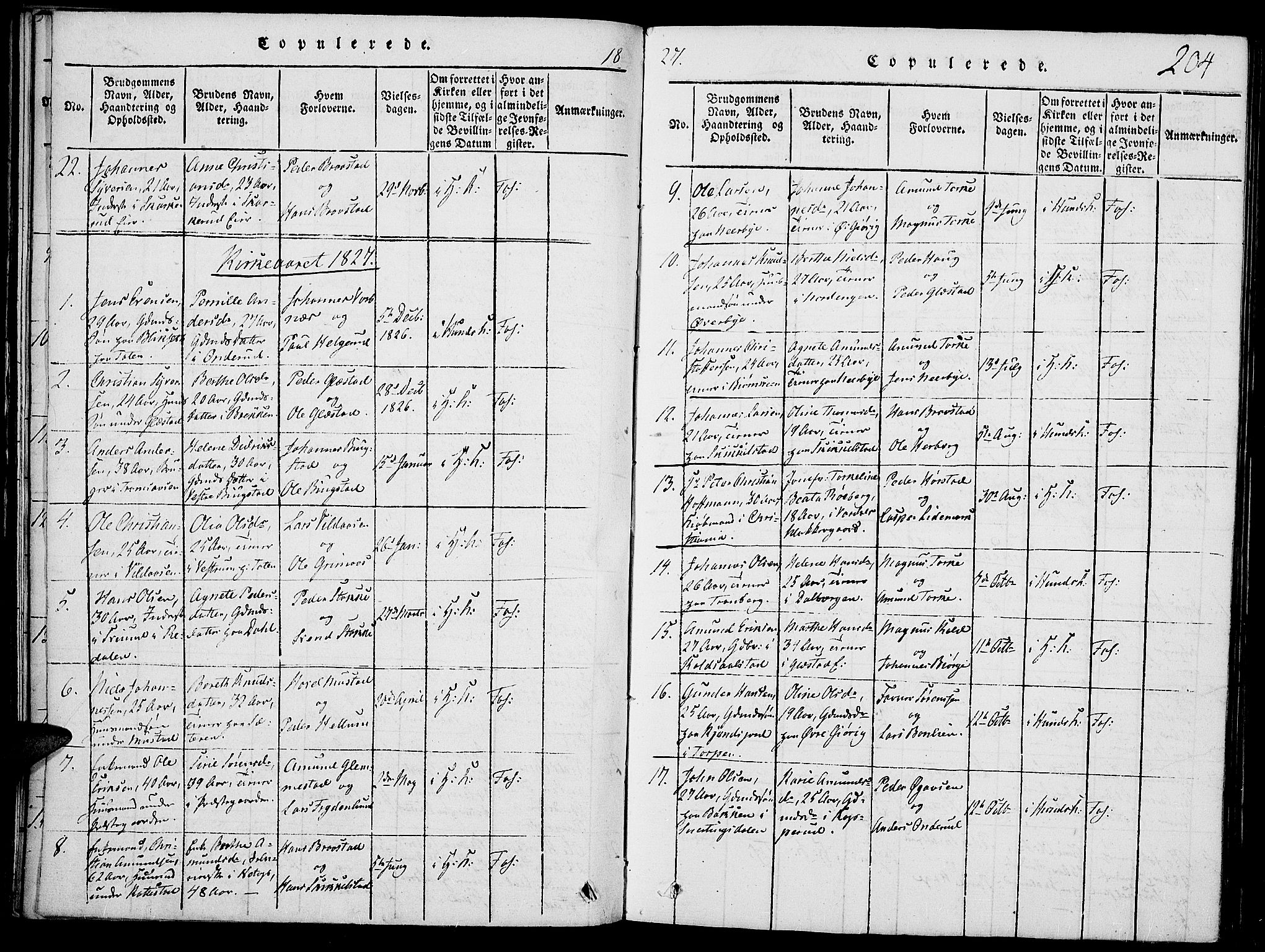 Vardal prestekontor, SAH/PREST-100/H/Ha/Haa/L0004: Parish register (official) no. 4, 1814-1831, p. 204