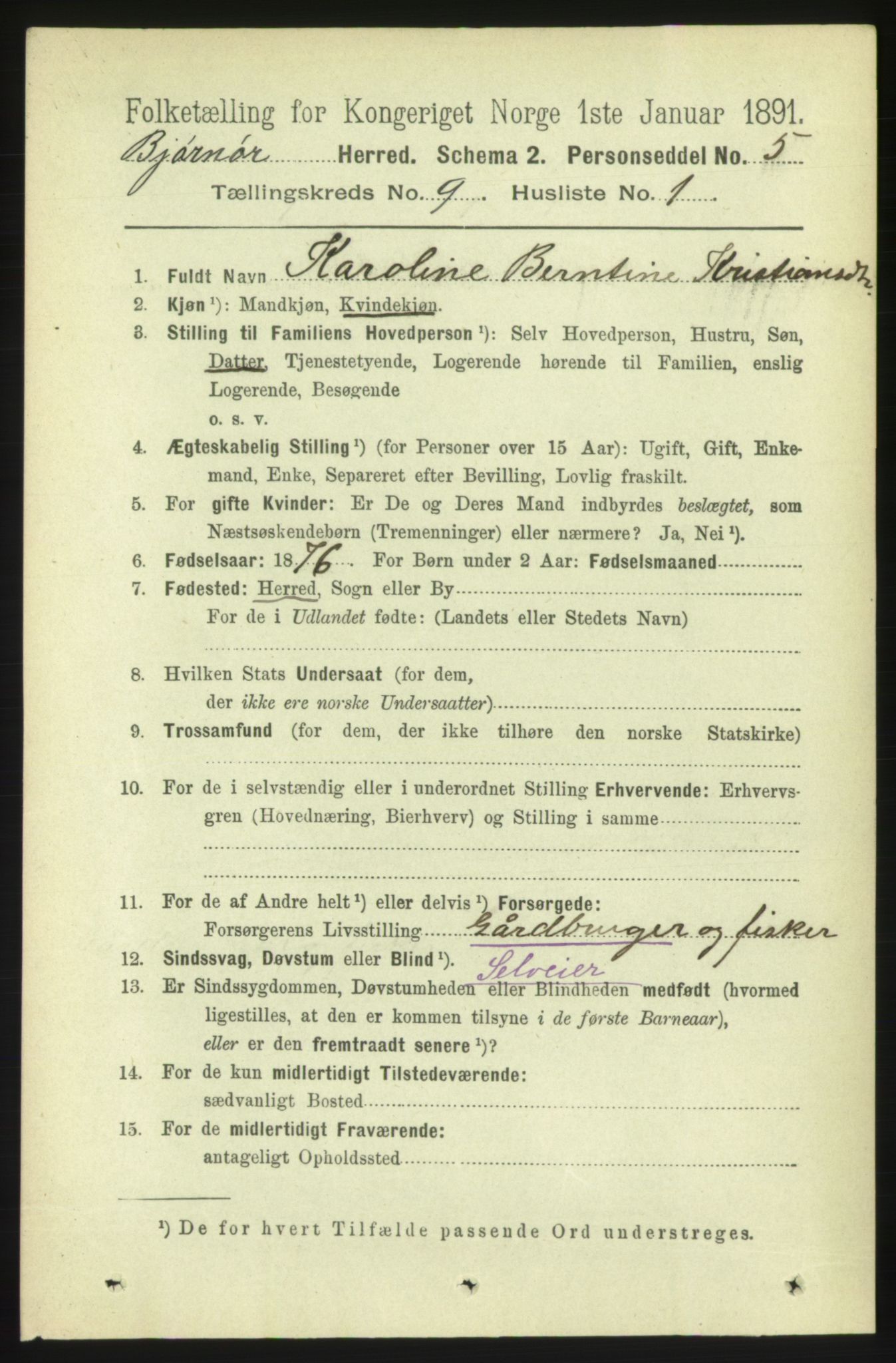 RA, 1891 census for 1632 Bjørnør, 1891, p. 3782