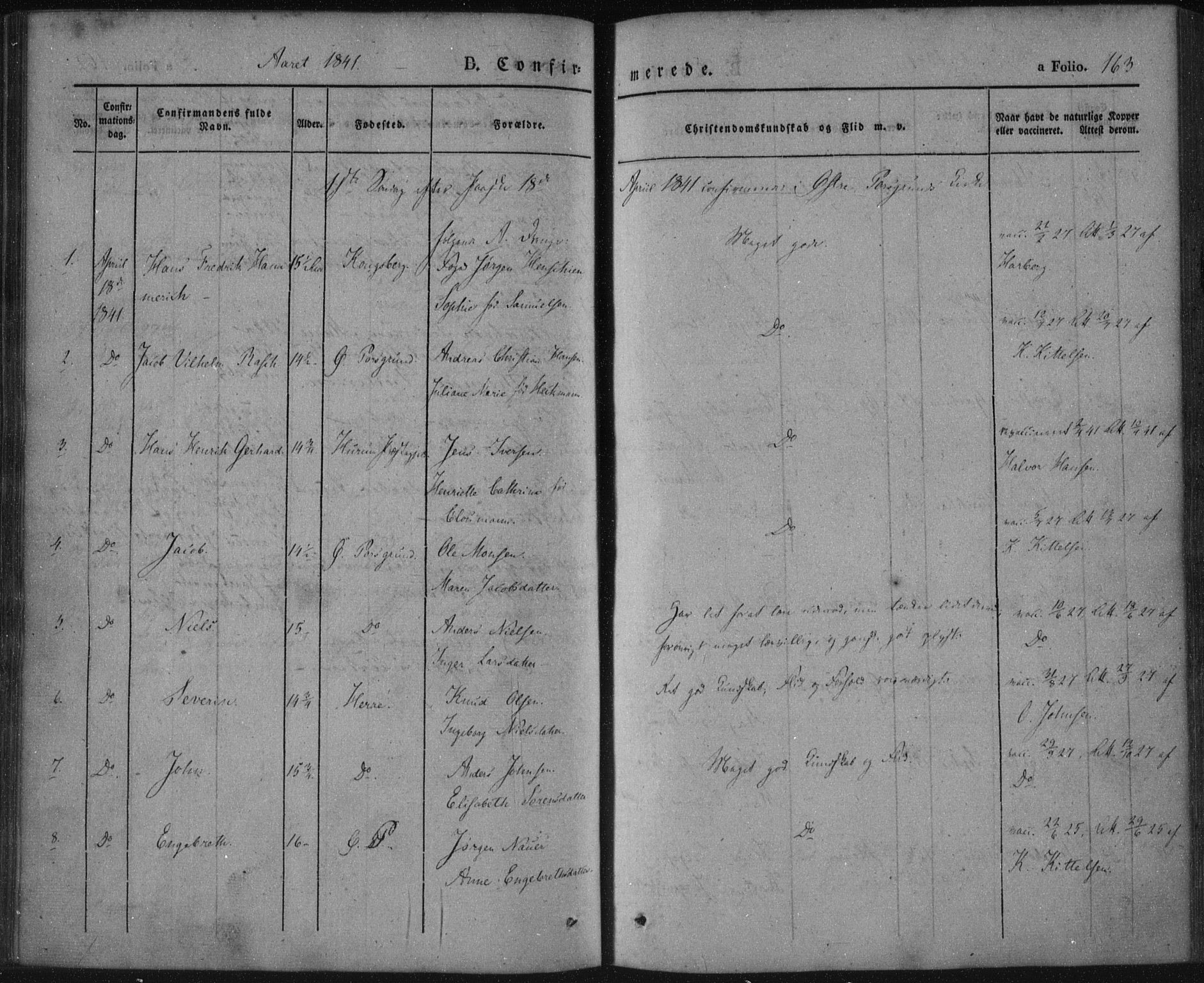 Porsgrunn kirkebøker , SAKO/A-104/F/Fa/L0006: Parish register (official) no. 6, 1841-1857, p. 163