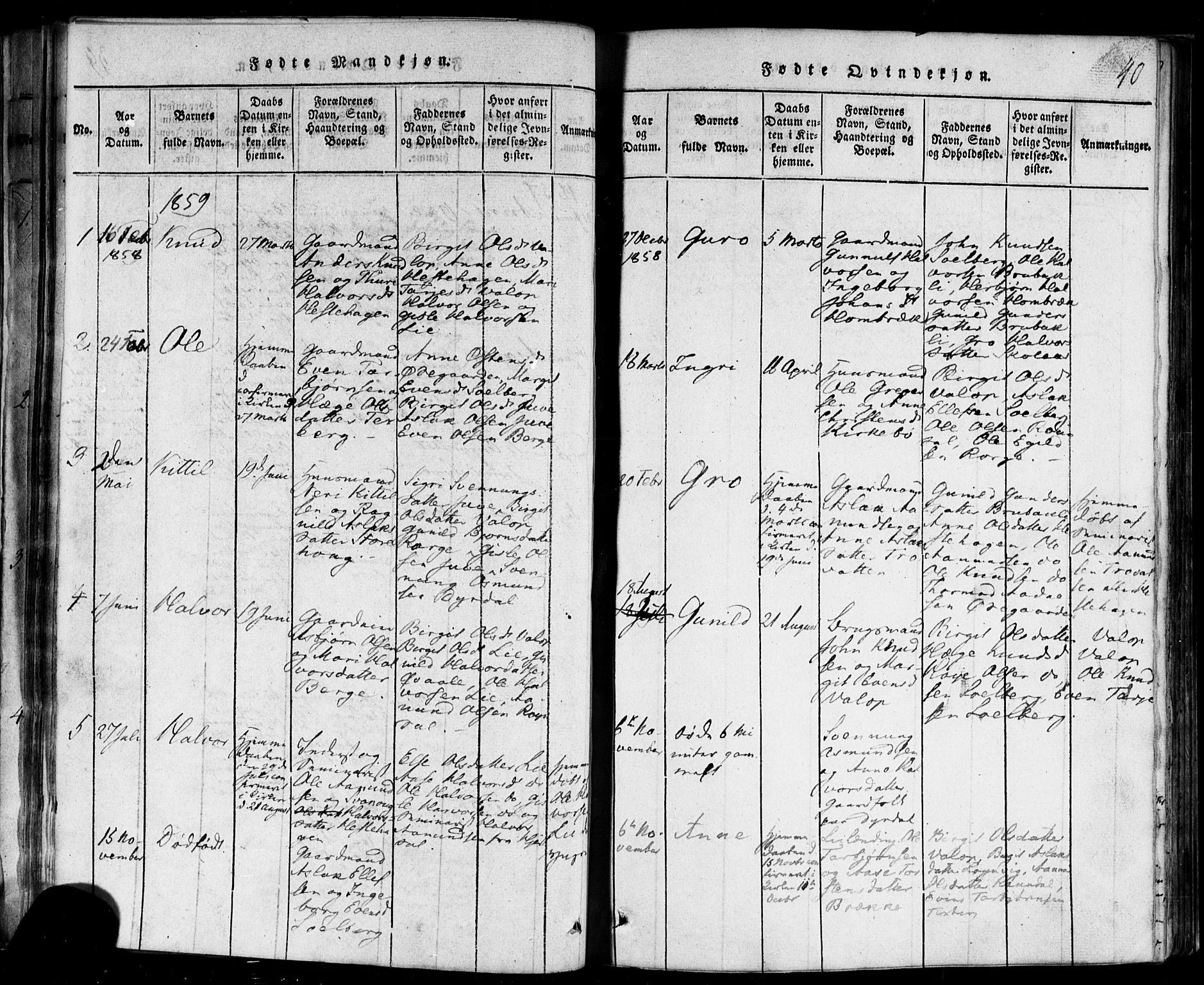 Rauland kirkebøker, SAKO/A-292/F/Fa/L0002: Parish register (official) no. 2, 1815-1860, p. 40
