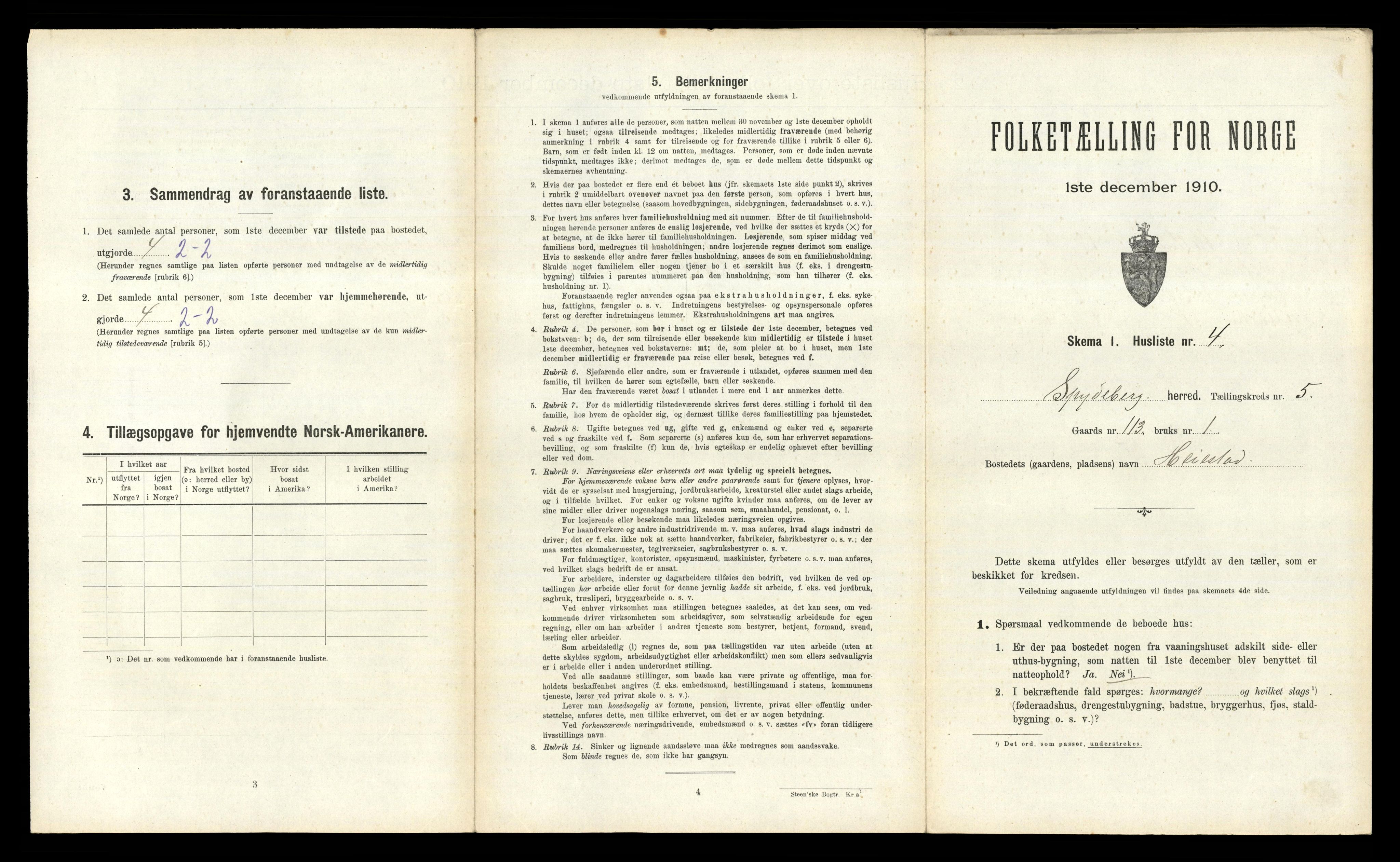 RA, 1910 census for Spydeberg, 1910, p. 575