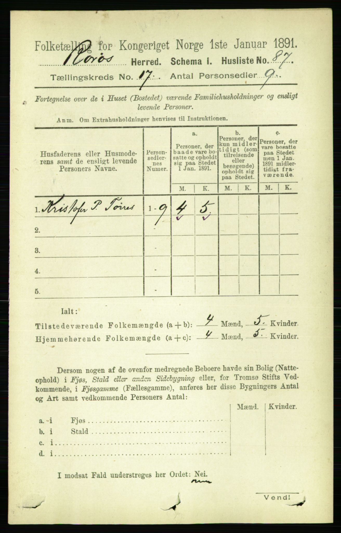 RA, 1891 census for 1640 Røros, 1891, p. 4335