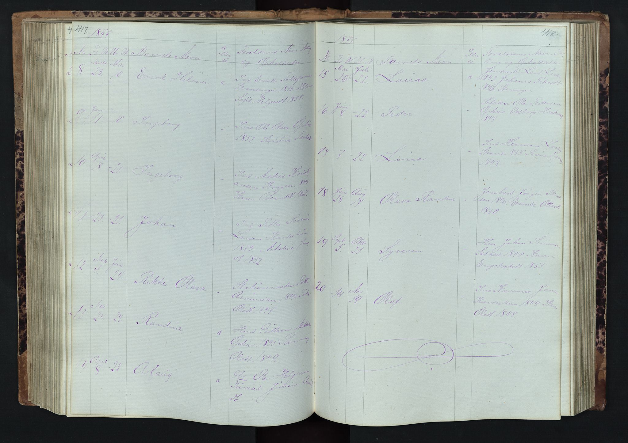 Stor-Elvdal prestekontor, AV/SAH-PREST-052/H/Ha/Hab/L0001: Parish register (copy) no. 1 /2, 1874-1877, p. 417-418