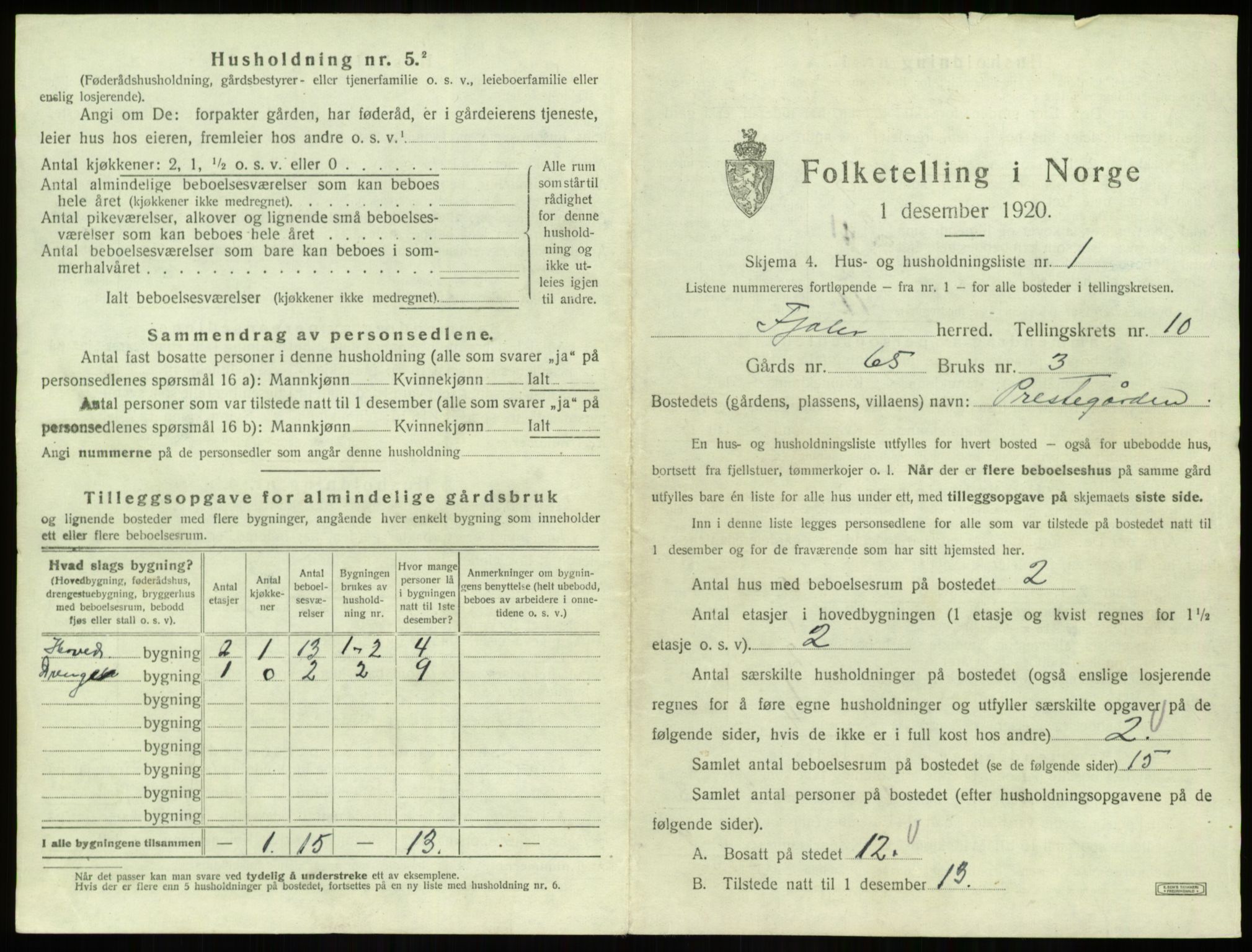 SAB, 1920 census for Fjaler, 1920, p. 709