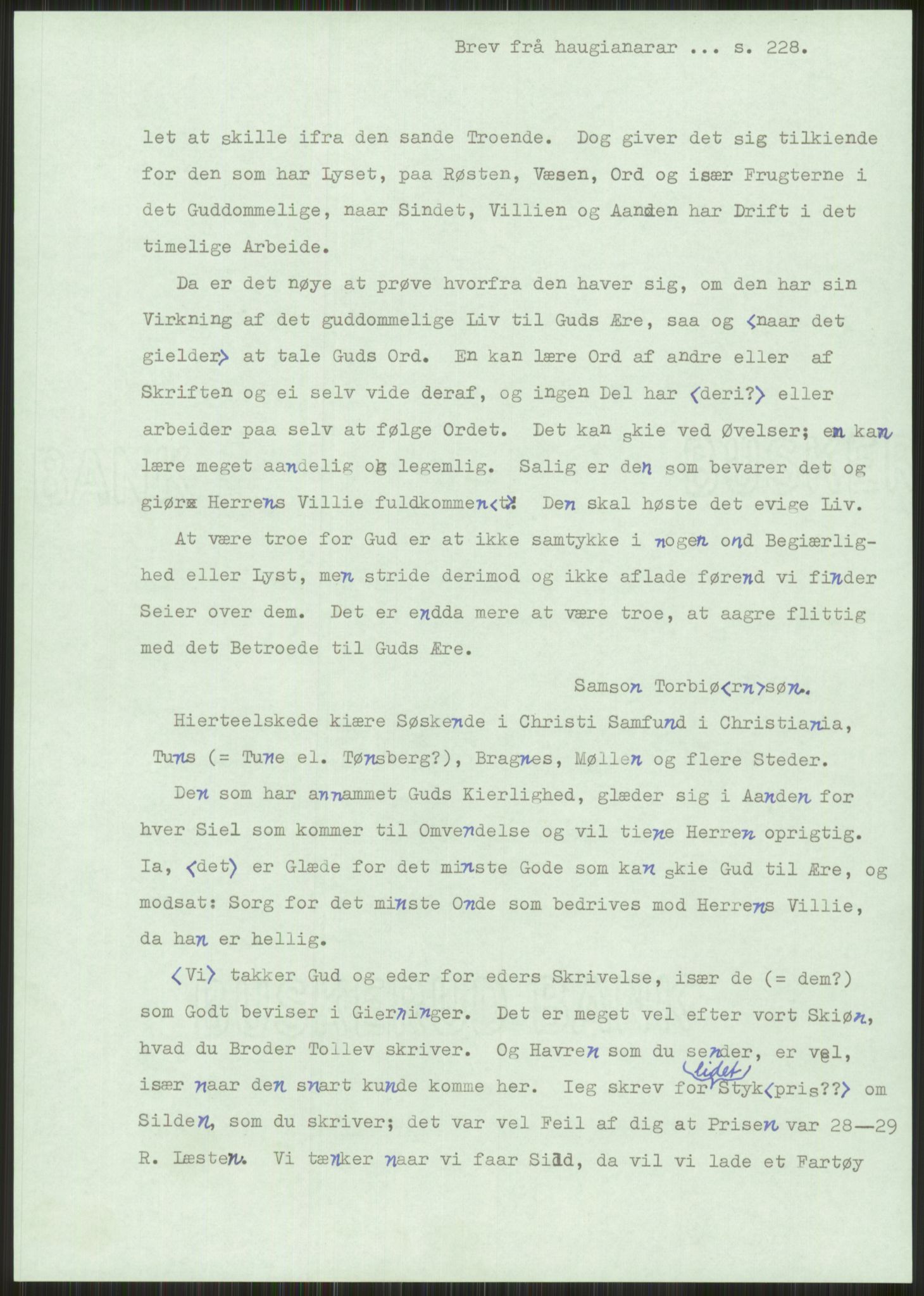 Samlinger til kildeutgivelse, Haugianerbrev, AV/RA-EA-6834/F/L0001: Haugianerbrev I: 1760-1804, 1760-1804, p. 228