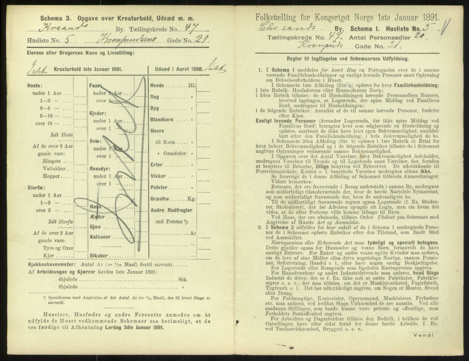 RA, 1891 census for 1001 Kristiansand, 1891, p. 2610