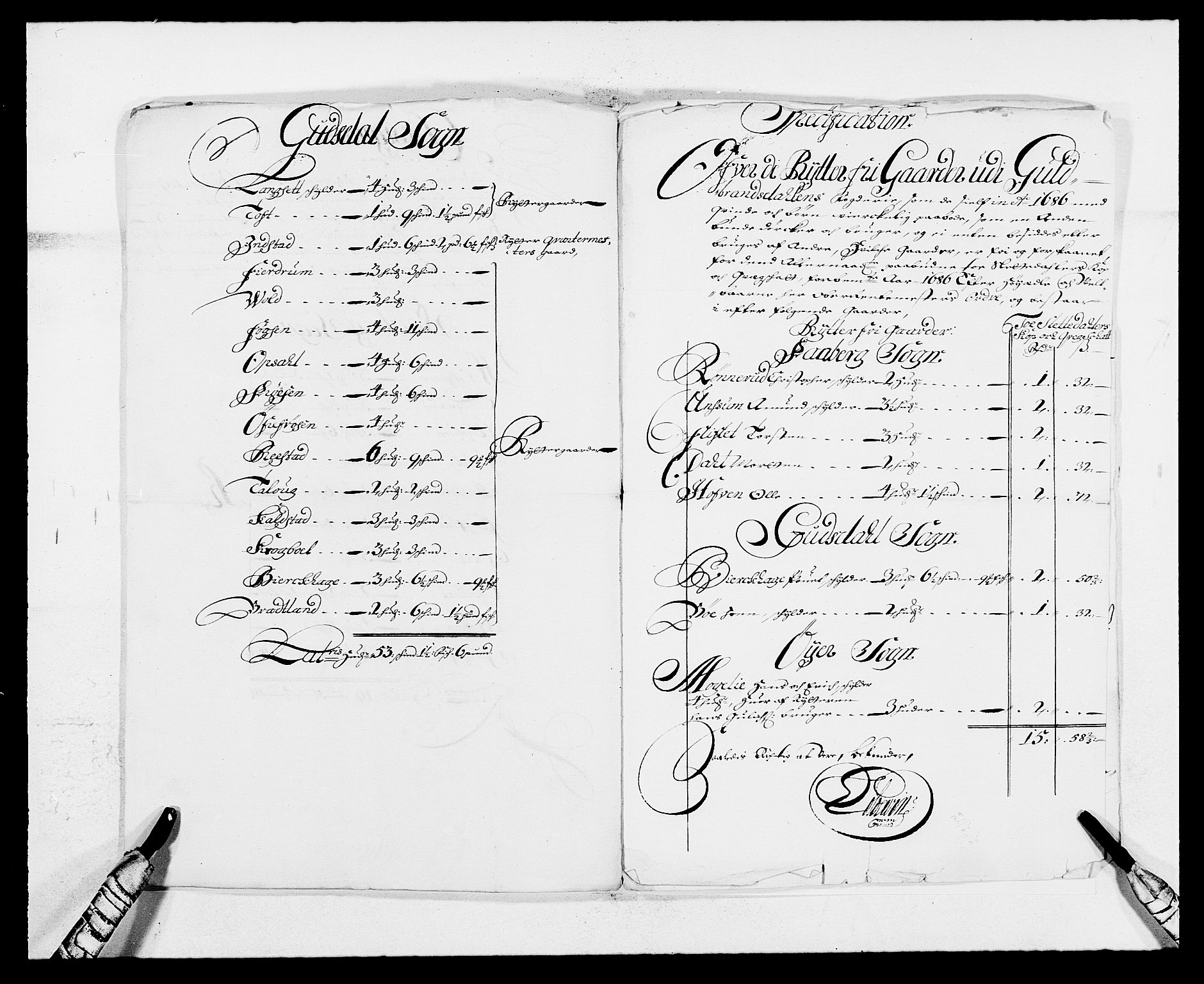 Rentekammeret inntil 1814, Reviderte regnskaper, Fogderegnskap, AV/RA-EA-4092/R17/L1161: Fogderegnskap Gudbrandsdal, 1682-1689, p. 299