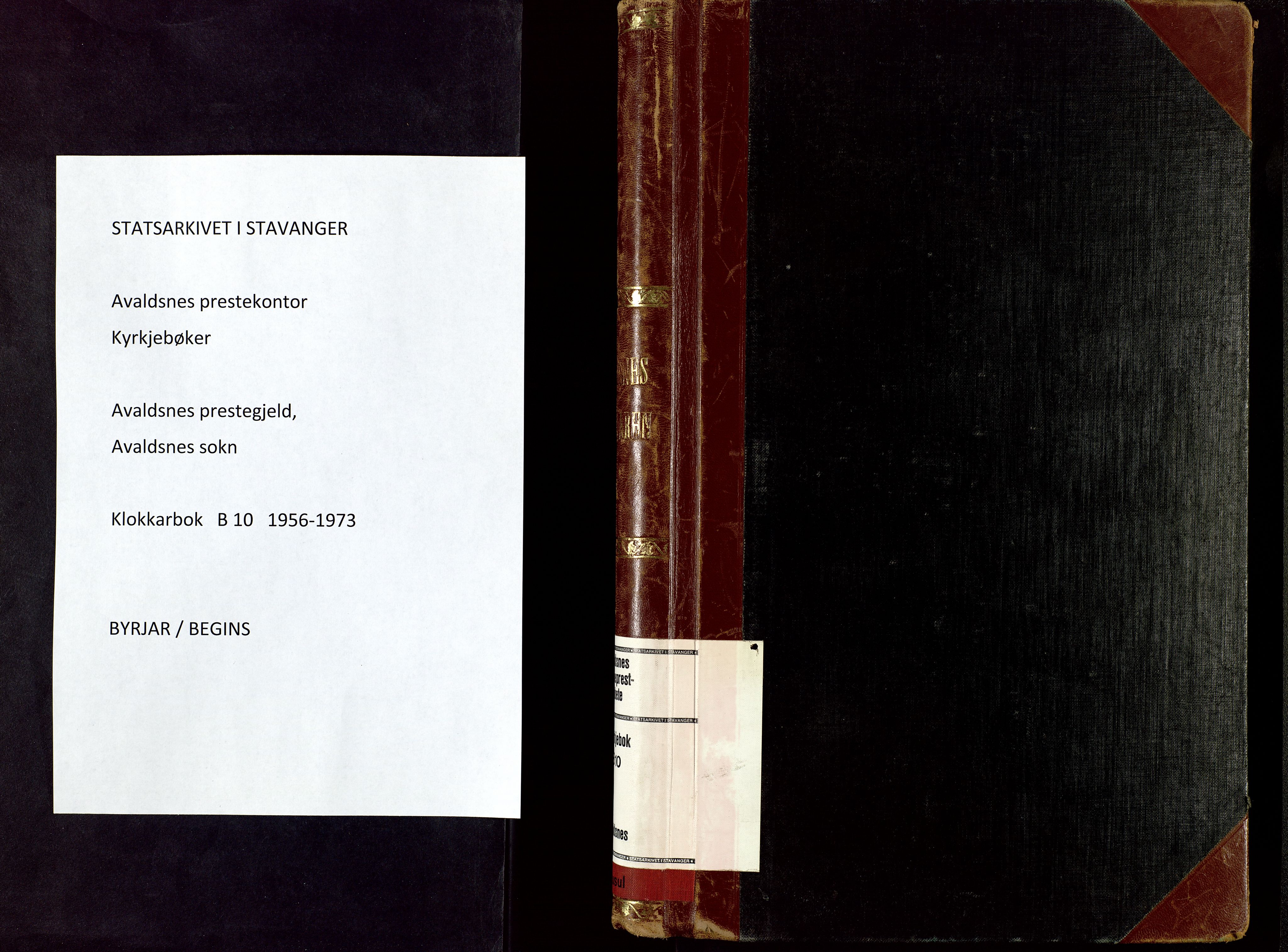 Avaldsnes sokneprestkontor, SAST/A -101851/H/Ha/Hab/L0010: Parish register (copy) no. B 10, 1956-1973