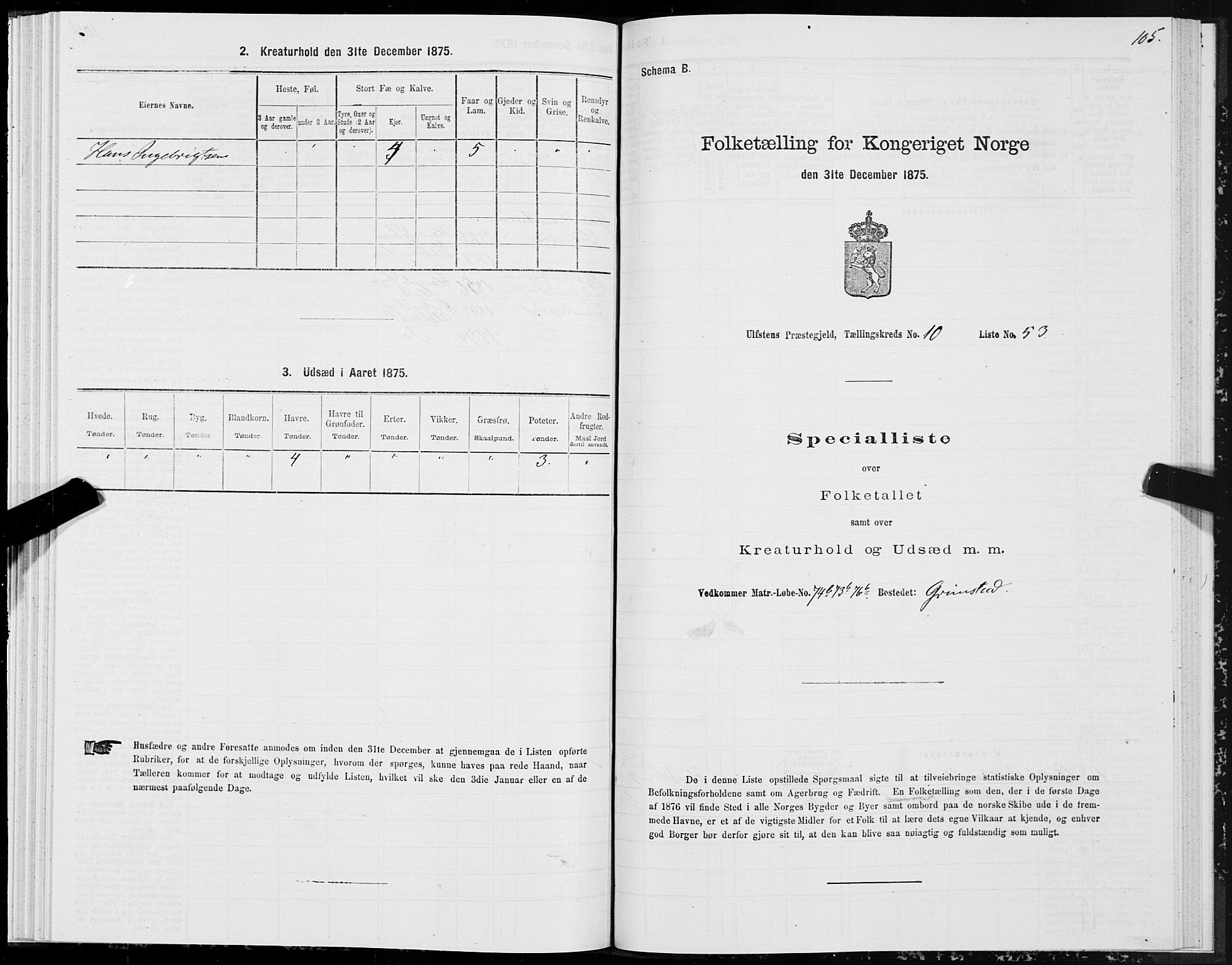 SAT, 1875 census for 1516P Ulstein, 1875, p. 4105