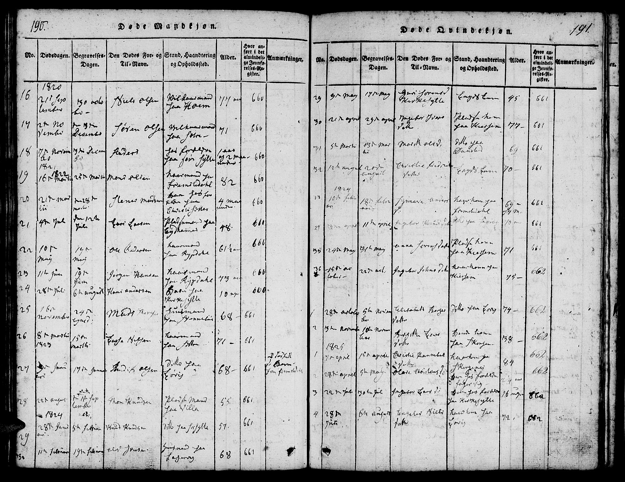 Ministerialprotokoller, klokkerbøker og fødselsregistre - Møre og Romsdal, AV/SAT-A-1454/541/L0544: Parish register (official) no. 541A01, 1818-1847, p. 190-191